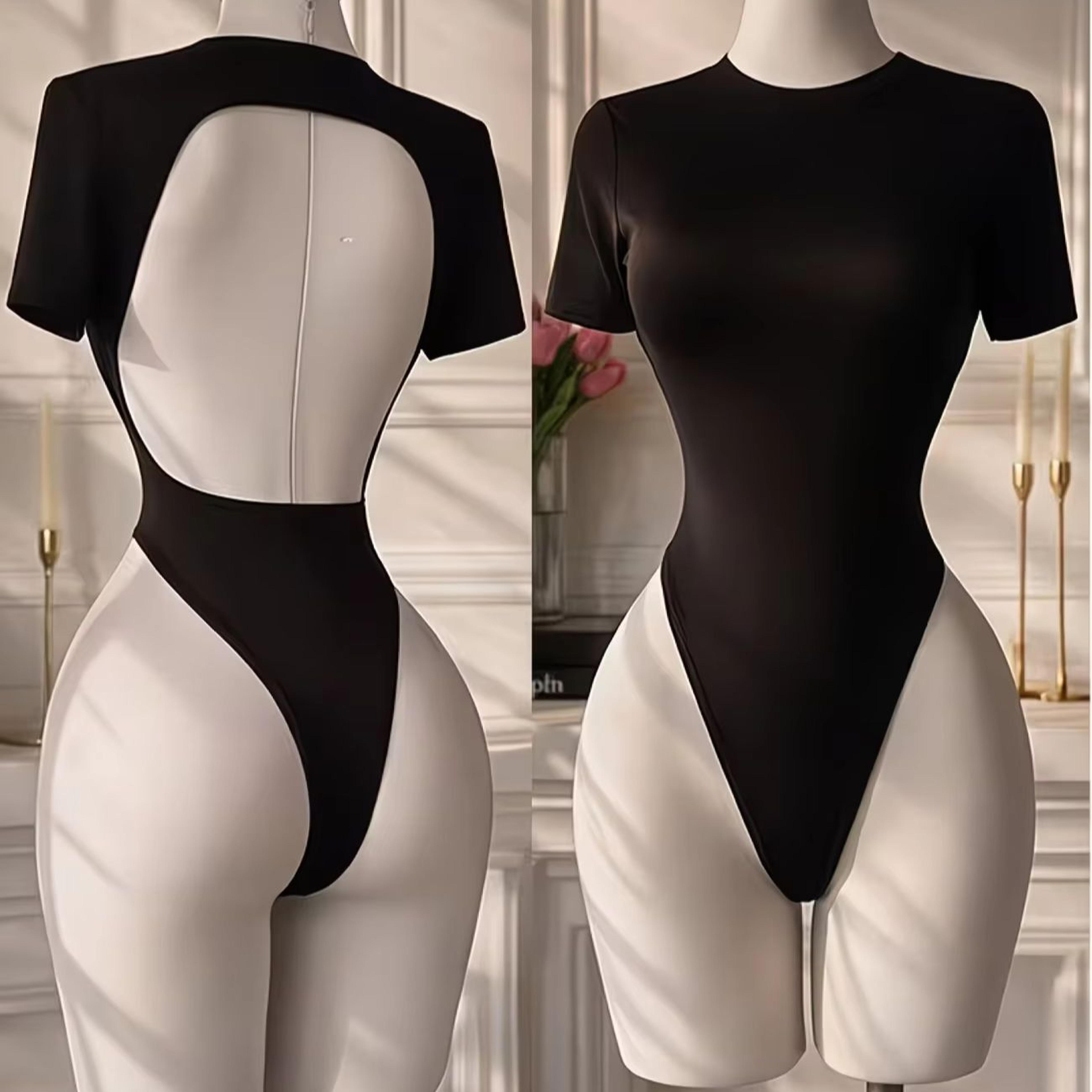Womens Backless Bodysuit Seamless Comfortable Fit Basic Solid Color 5