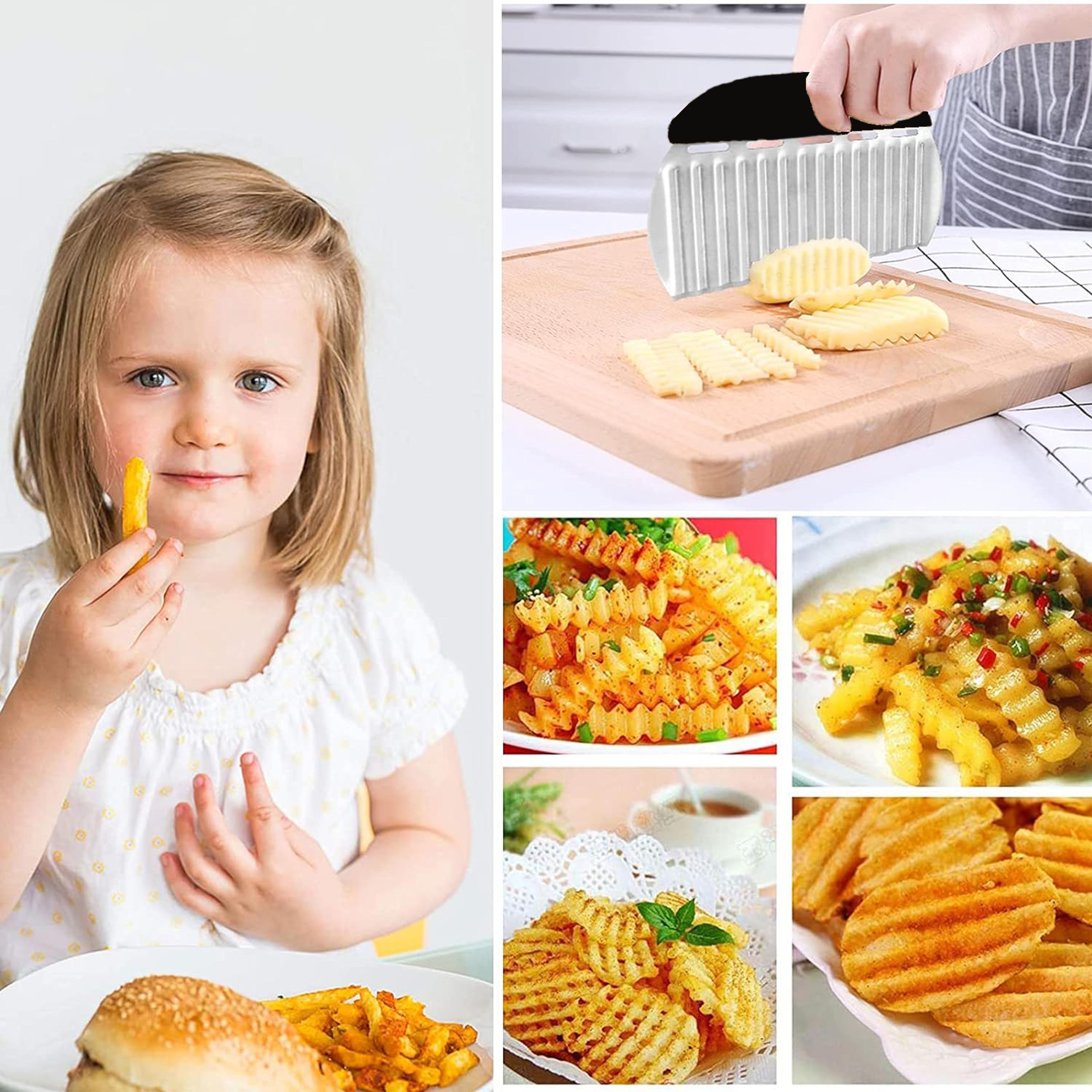 Crinkle Cutter Stainless Steel Wavy Chopper Knife For Vegetables Fruits And Fries 3