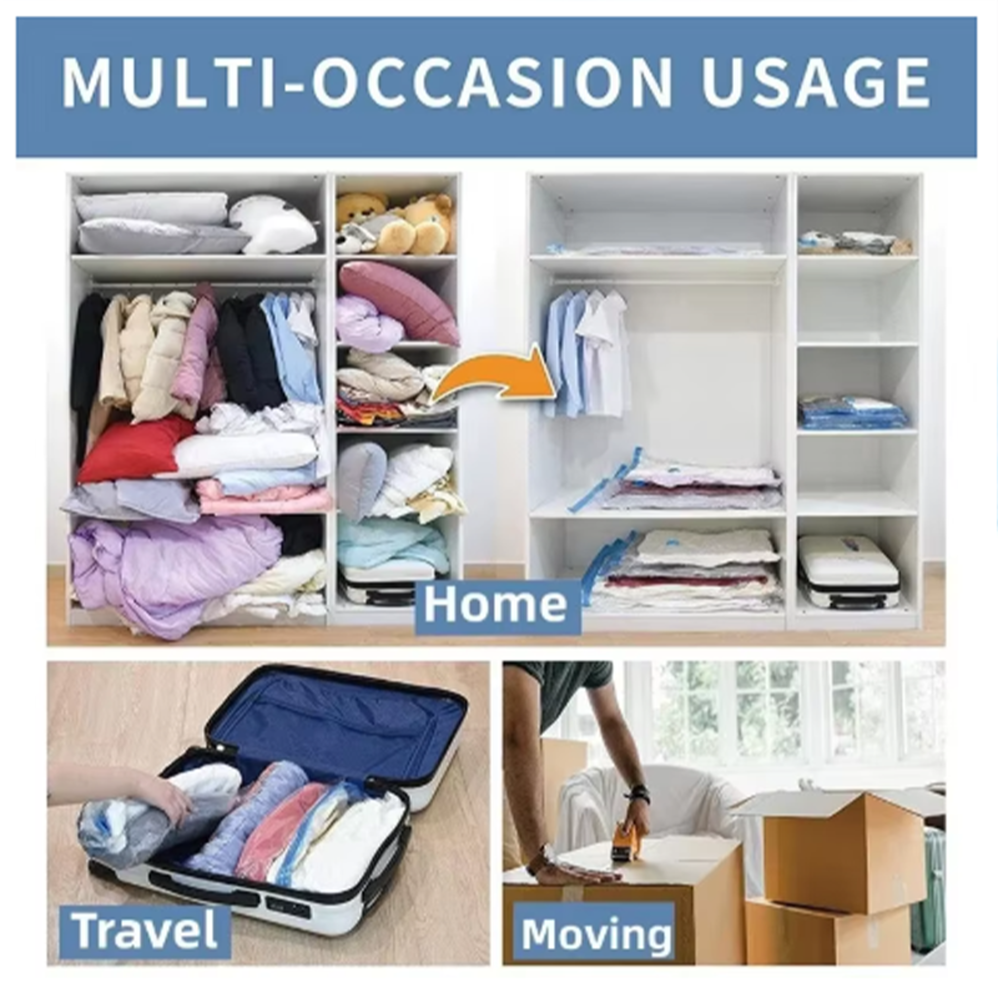 Vacuum Storage Bags With Pump Space Saver Clothes Compression Bags For Travel 4