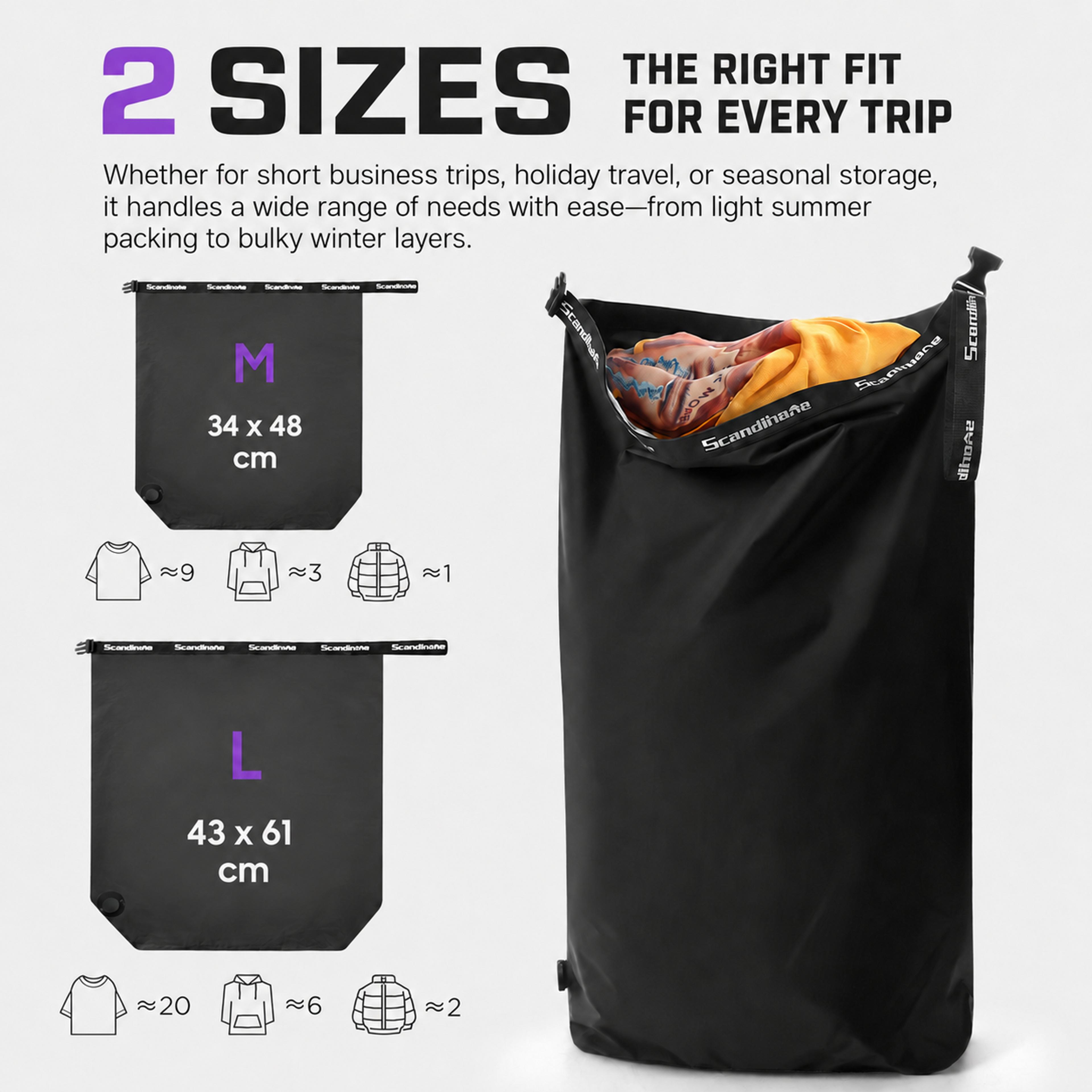 Reusable Vacuum Compression Bags With Pump For Travel Space Saving Luggage Storage 5