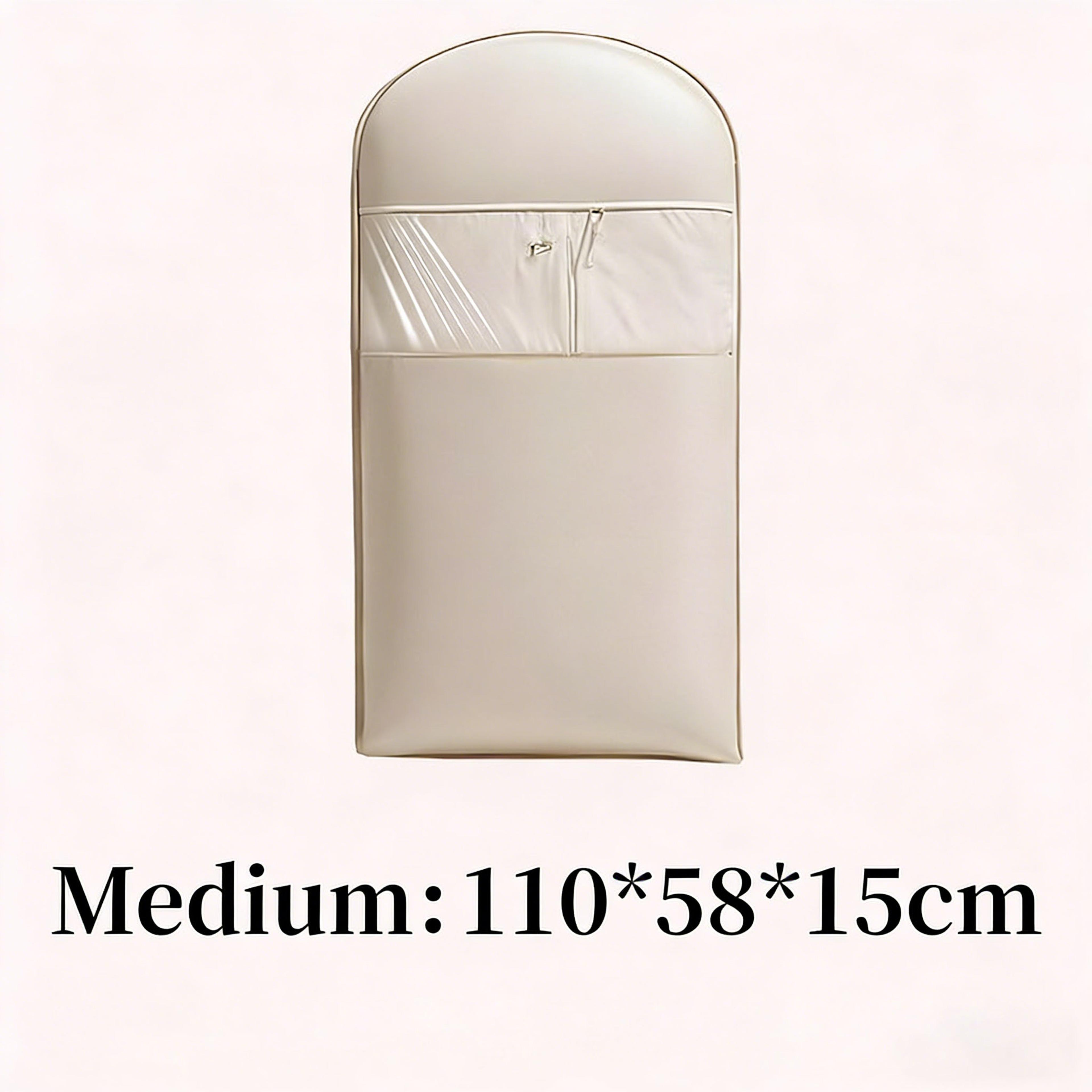 Beige Hanging Vacuum Storage Bags With Compression Seal For Space Saving Wardrobe Organization 7