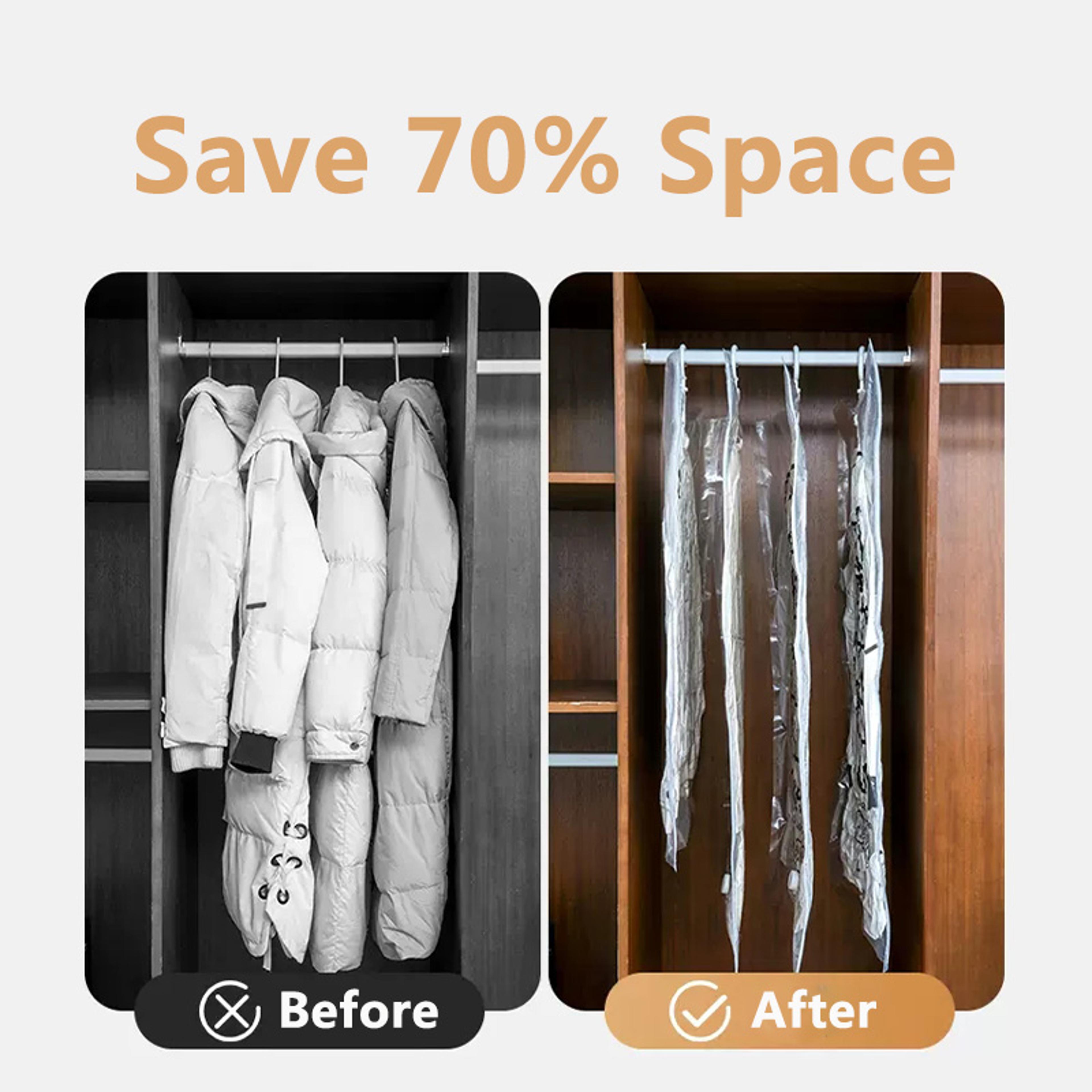 Hanging Vacuum Storage Bags Space Saving Clothes Compression Covers For Closet Organization 1