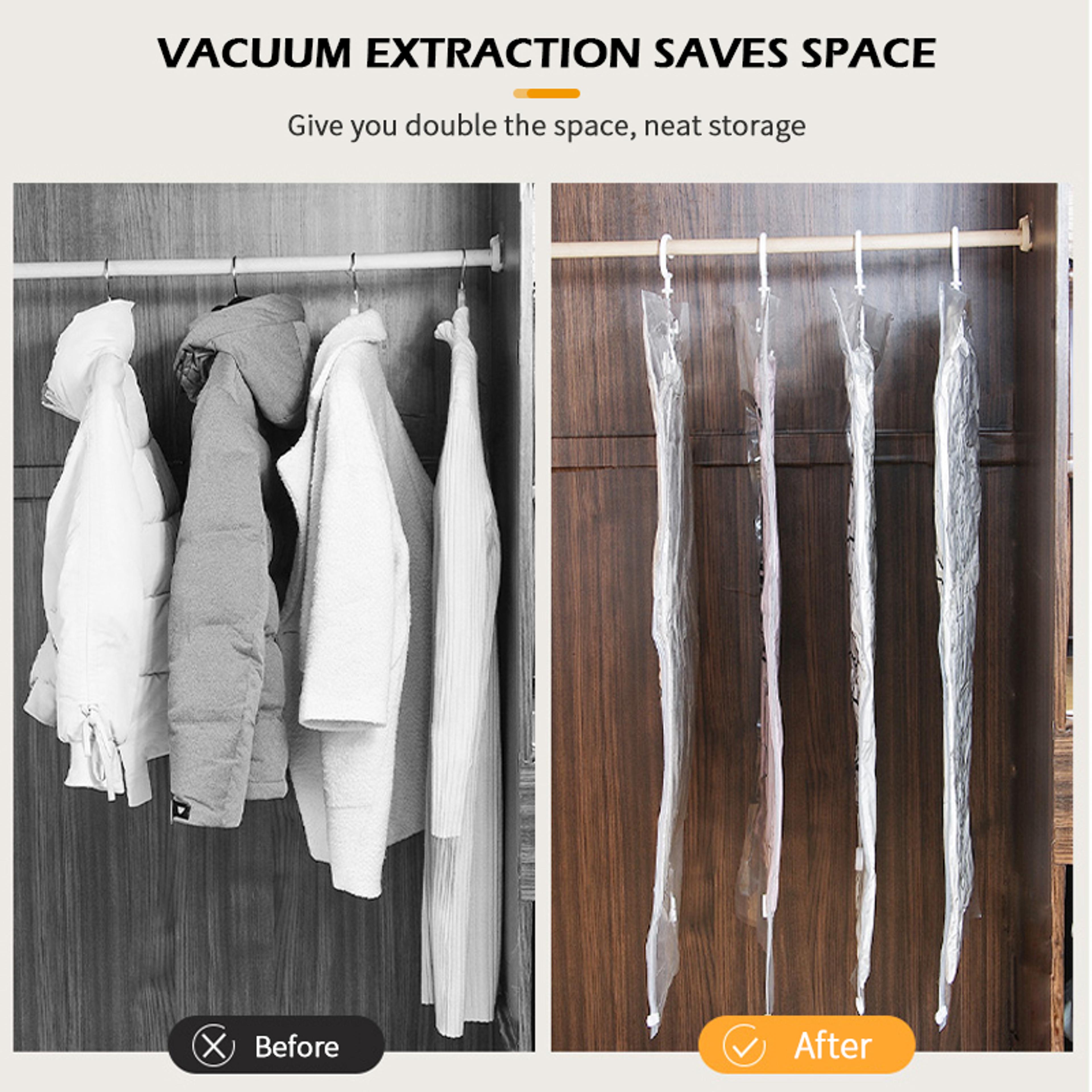 Hanging Vacuum Storage Bag Clothes Organizer Closet Space Saver Wardrobe Solution 1