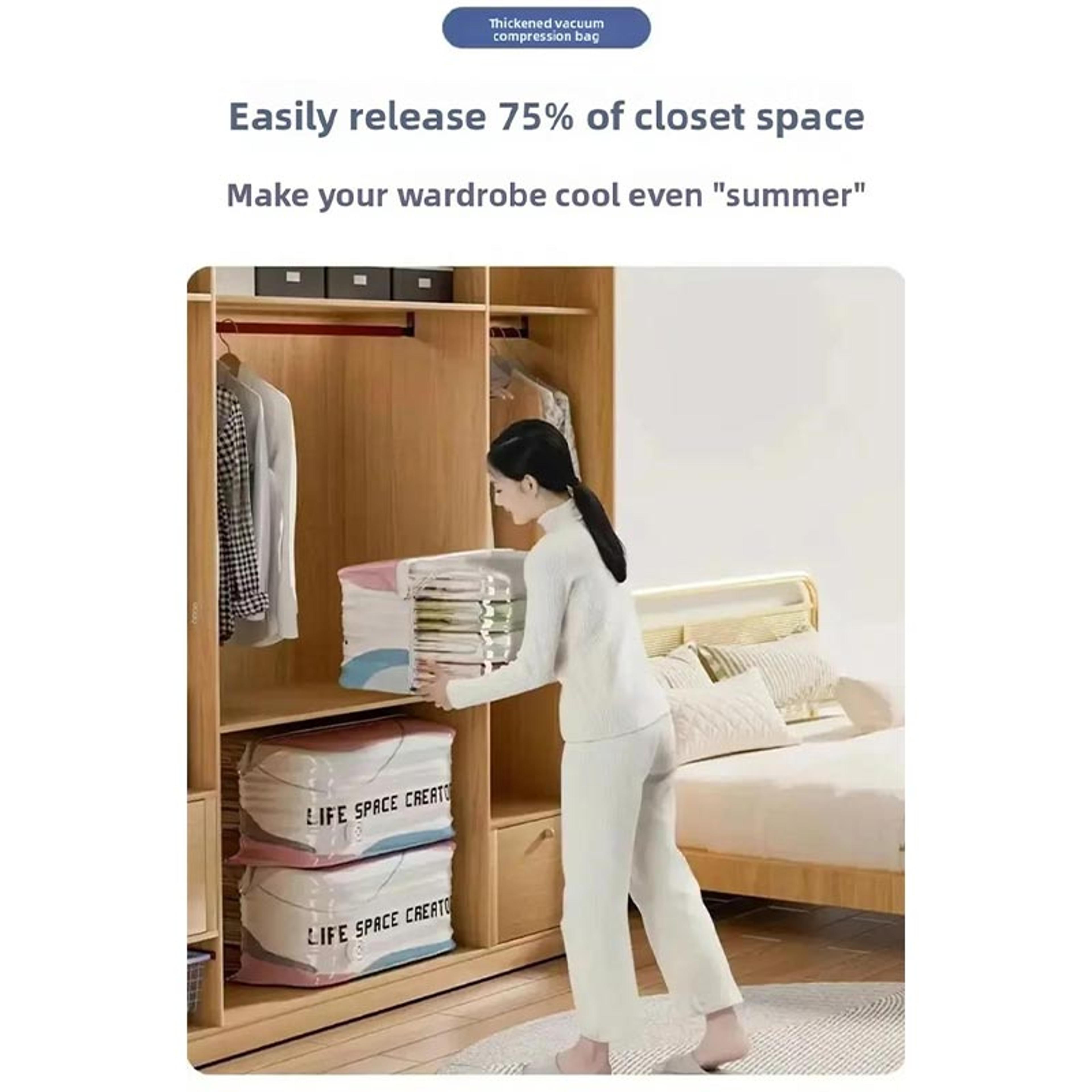 Large Vacuum Storage Bags For Clothes Quilts Space Saving Compression Organizer 2