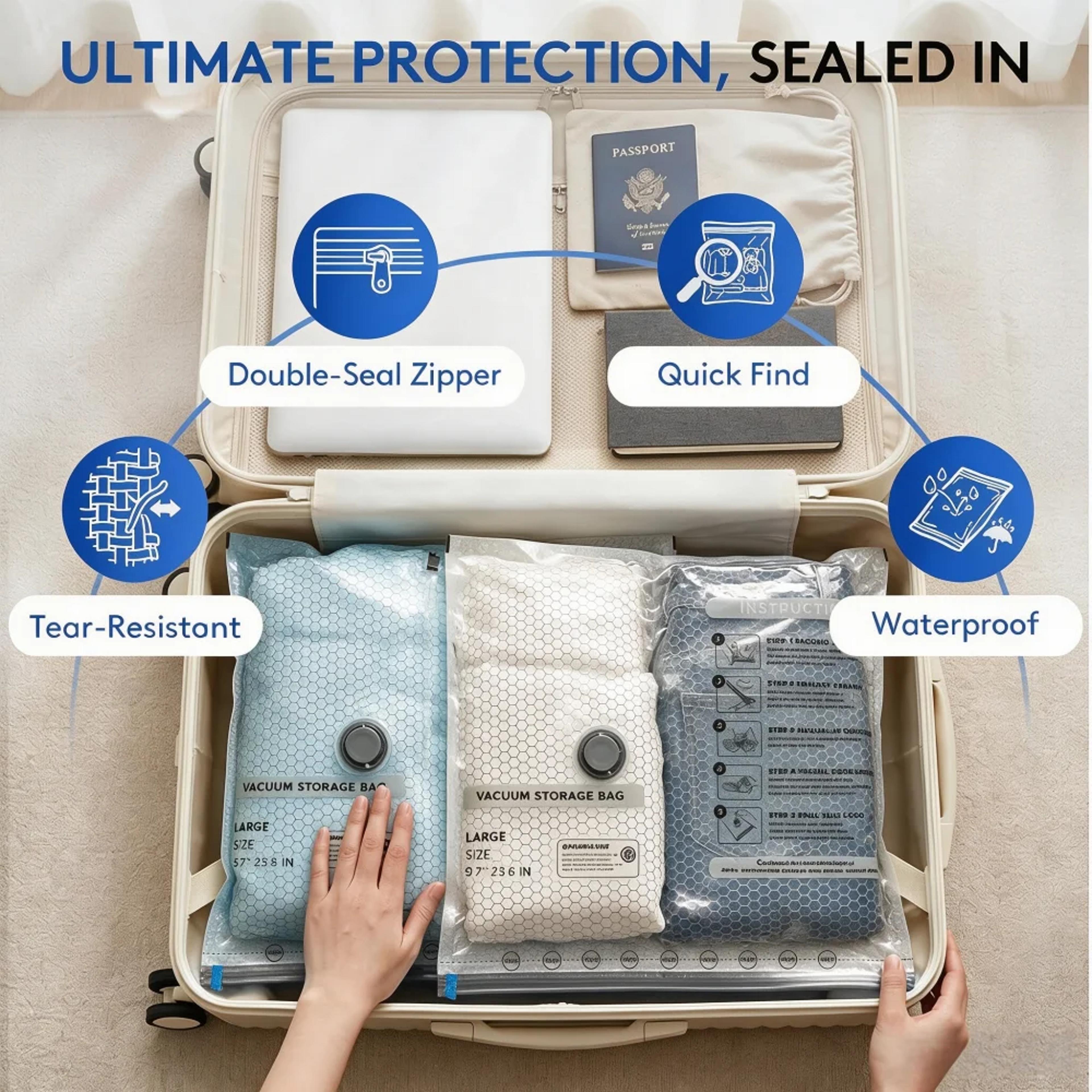 Travel Vacuum Bags With Pump Space Saving Compression Bags For Luggage And Clothes 3