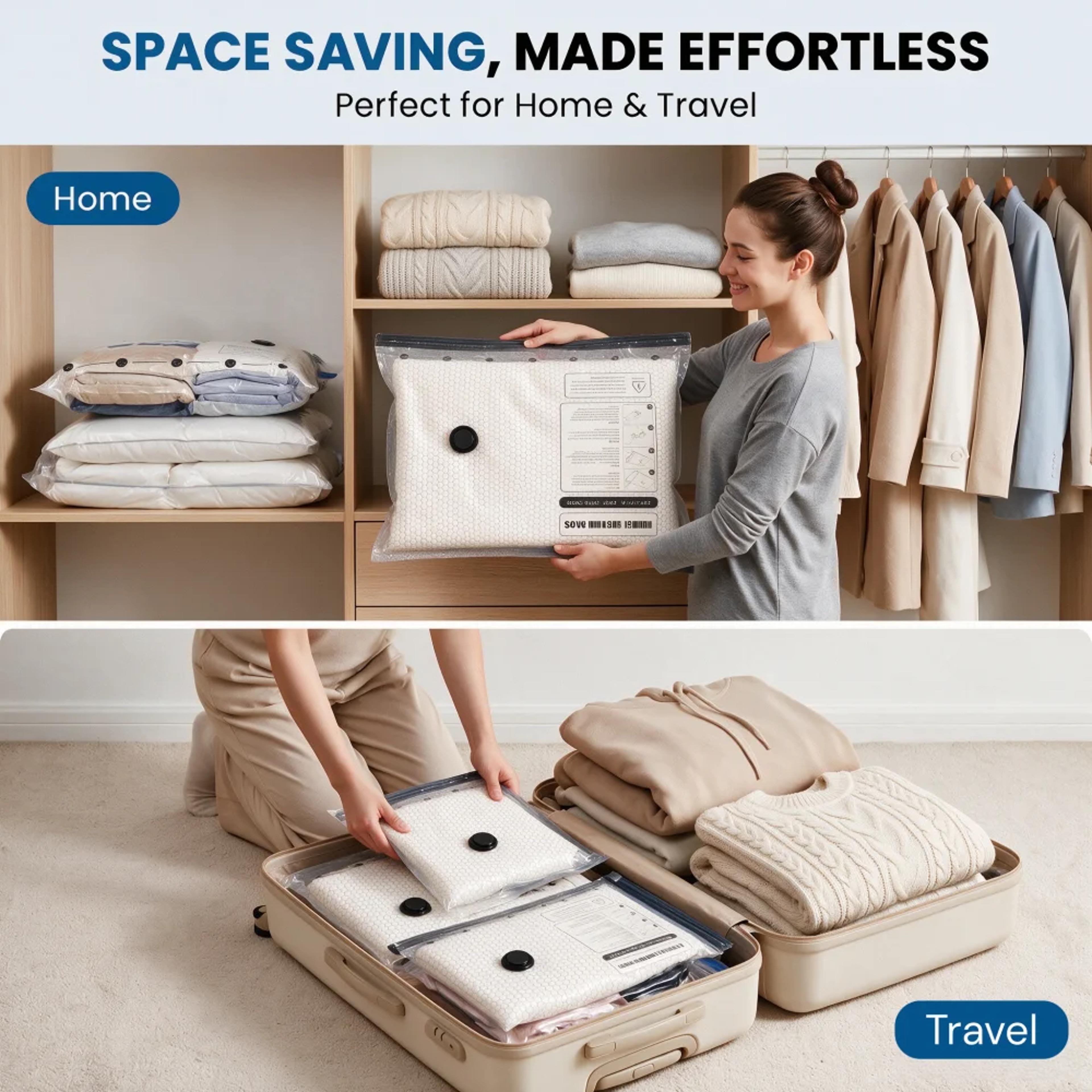 Travel Vacuum Bags With Pump Space Saving Compression Bags For Luggage And Clothes 5