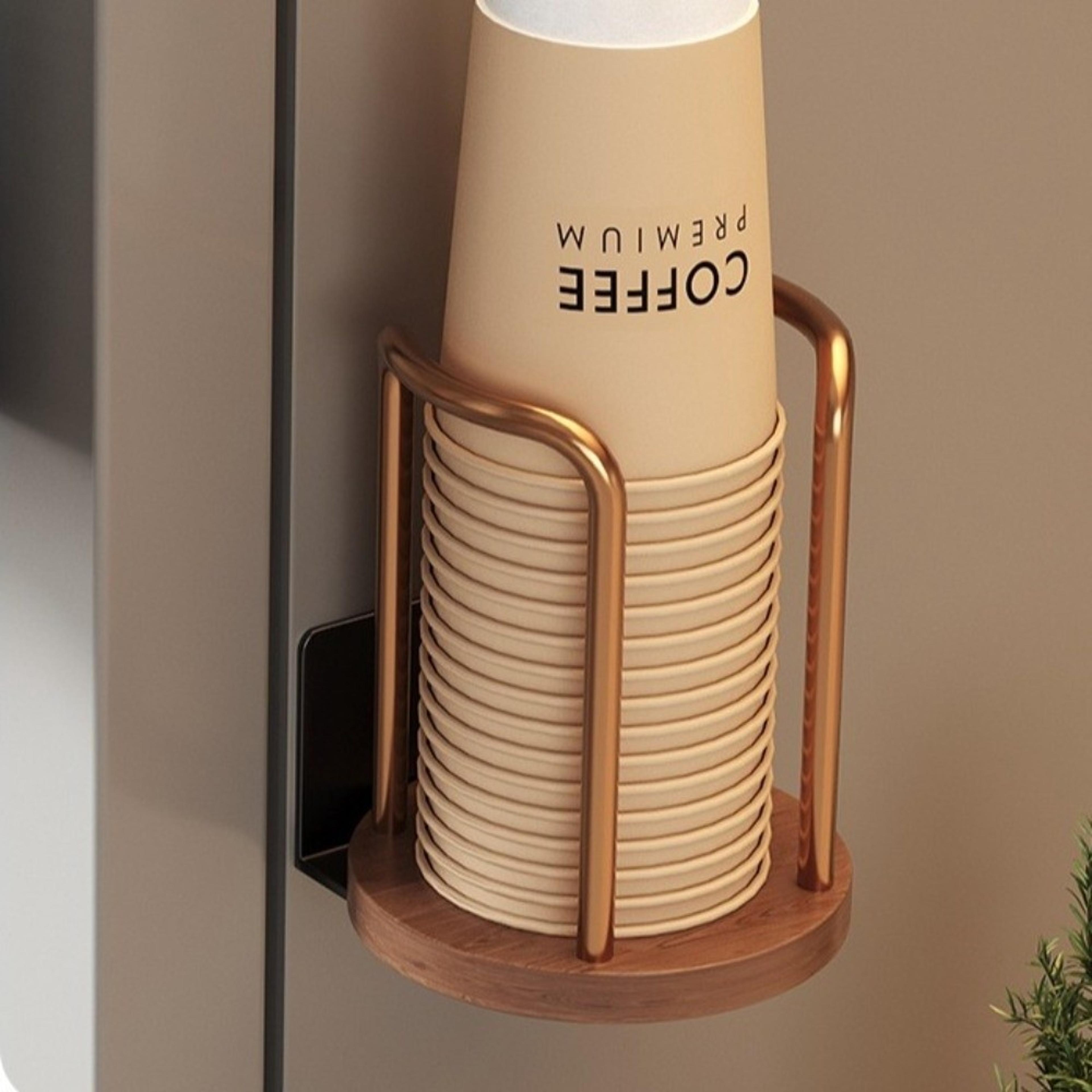 Magnetic Cup Holder Wall Mount Paper Cup Storage Rack Space Saving Kitchen Organizer 3