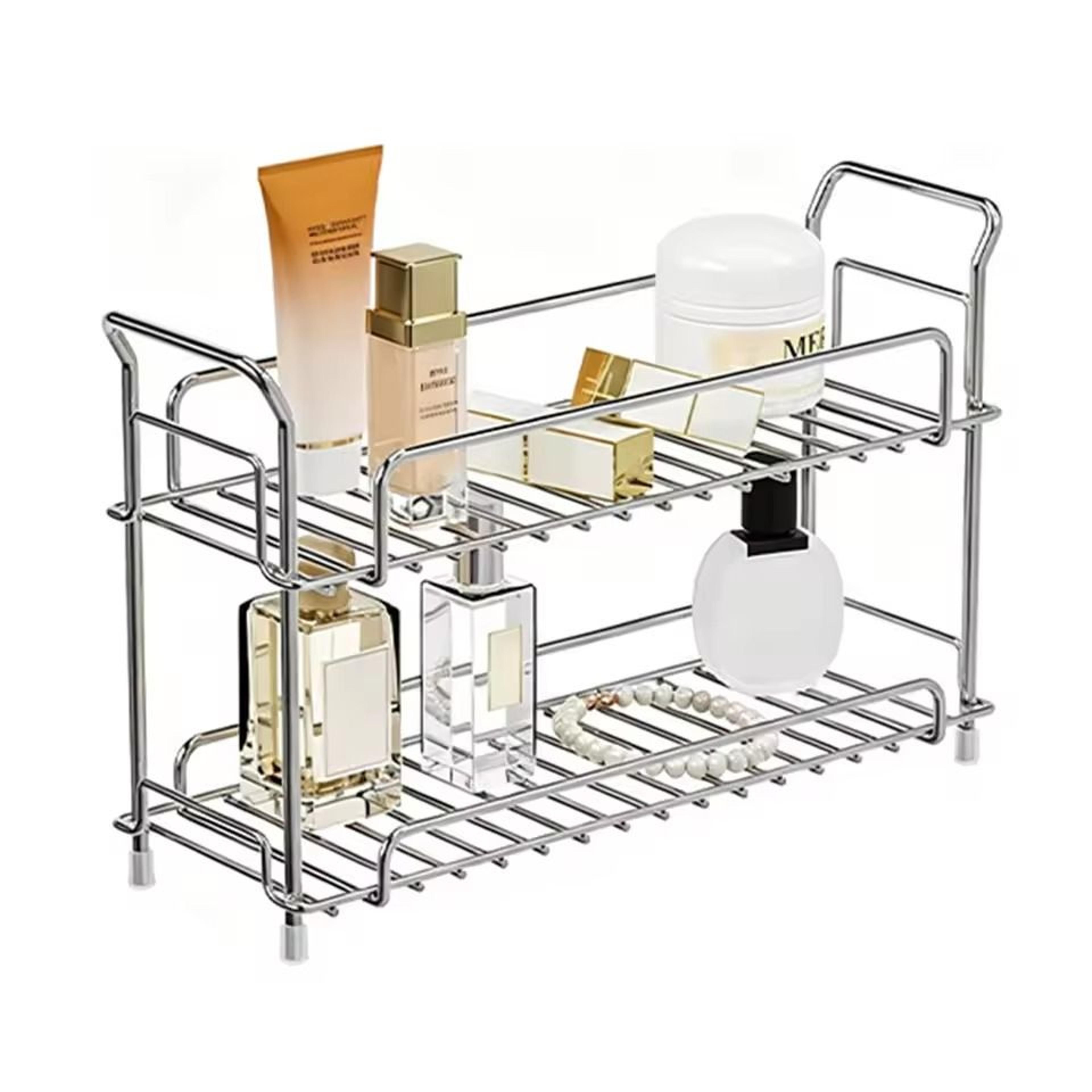 space saving bathroom storage rack double layer wash basin organizer shelf