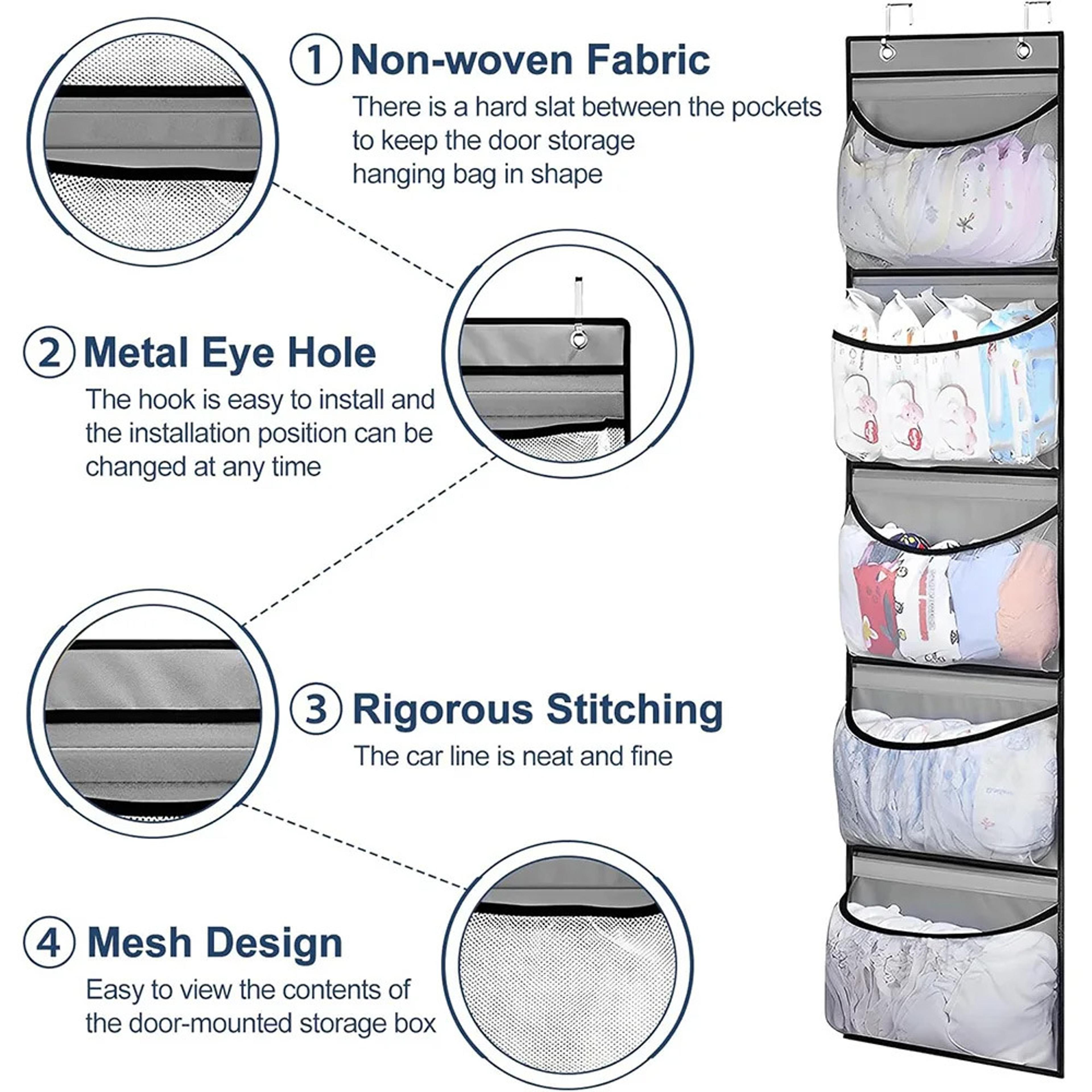 Foldable Over Door Organizer Pocket Hanging Storage Bag For Closet Bedroom Bathroom 3