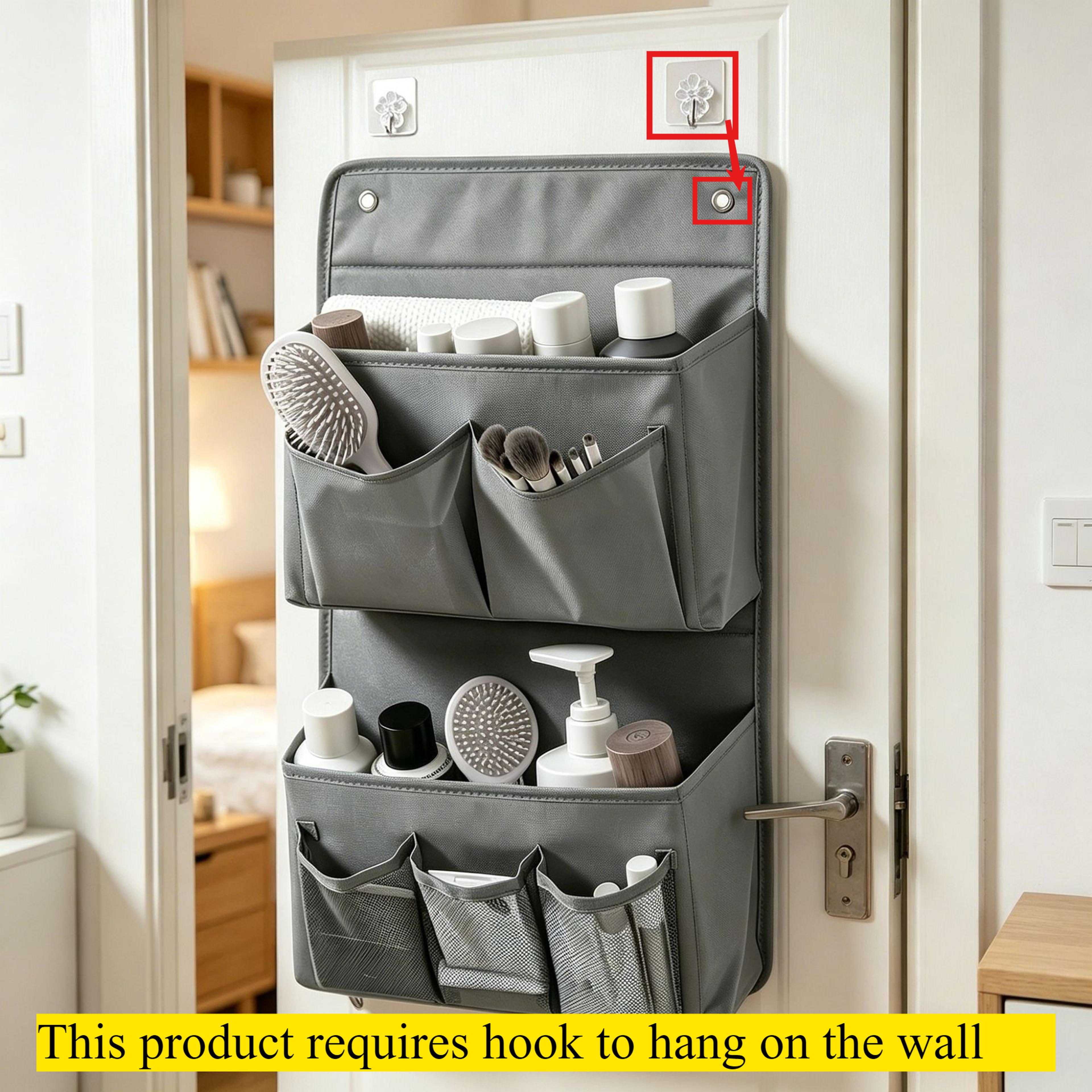 Multi Pocket Wall Mount Storage Pouch Over Door Organizer For Closet And Camper 2