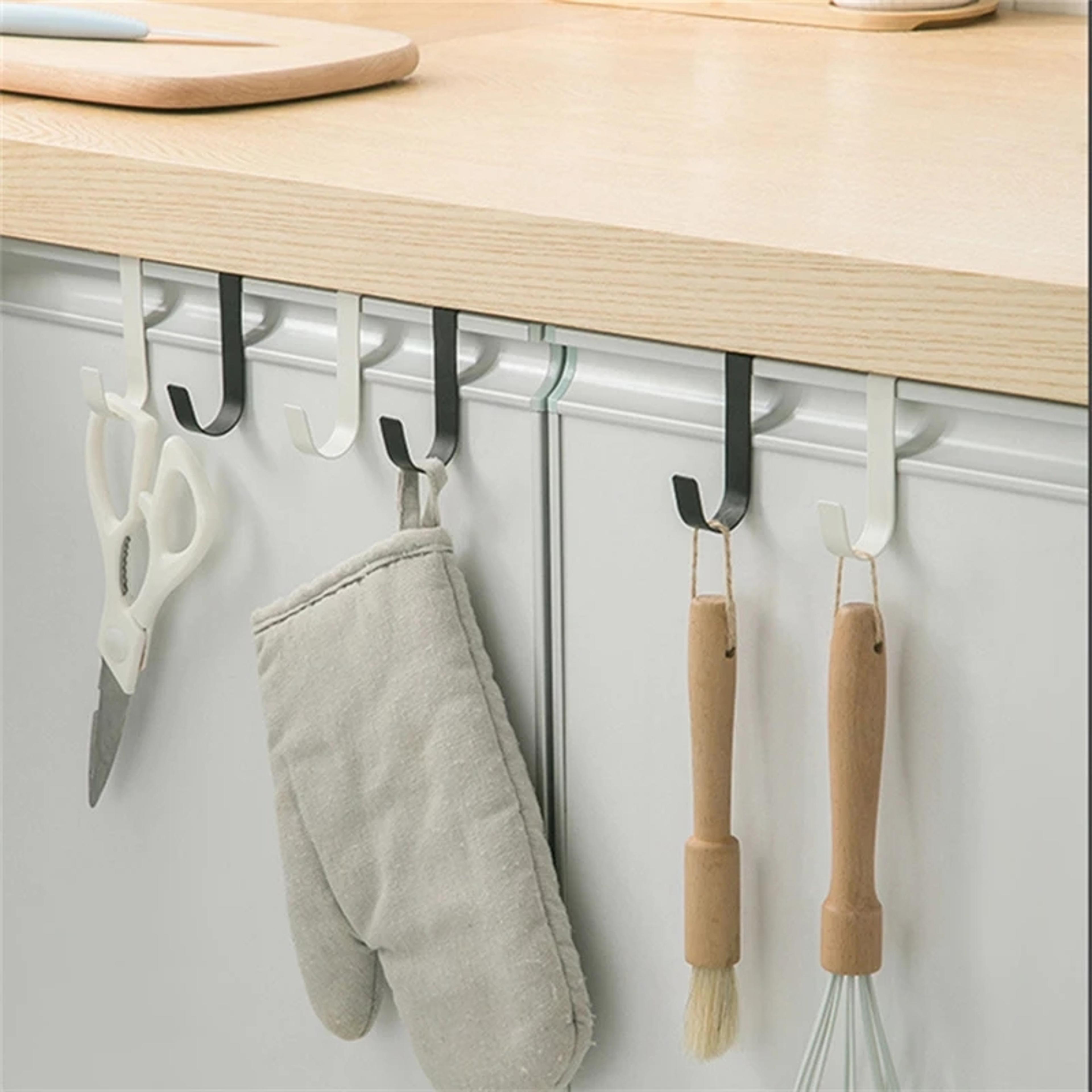 Multi Purpose Cabinet Door Hooks Space Saving Kitchen Bathroom Storage Rack 4