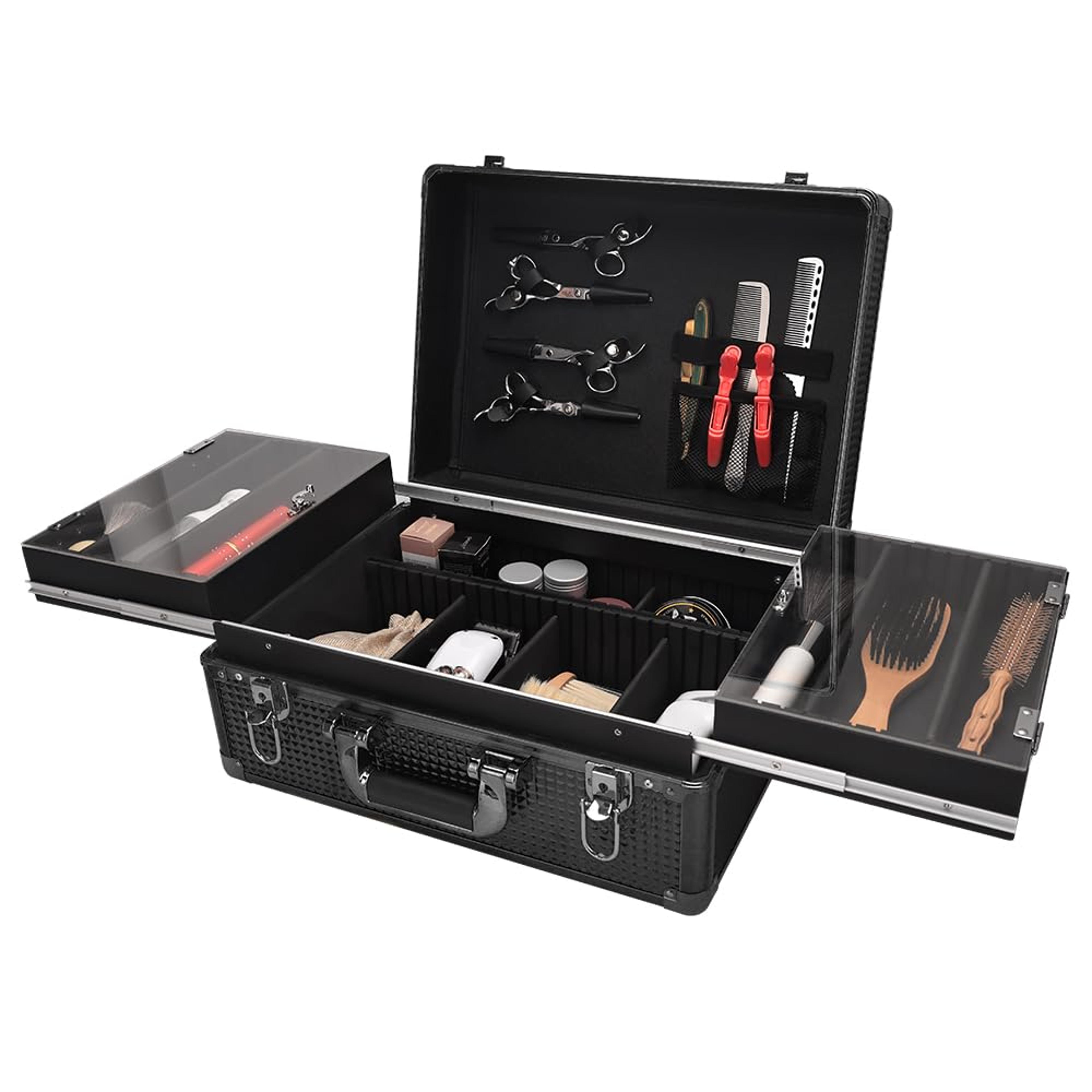 Secure Style Double Layer Lockable Makeup Organizer And Hair Tool Organizer With Password Lock 0