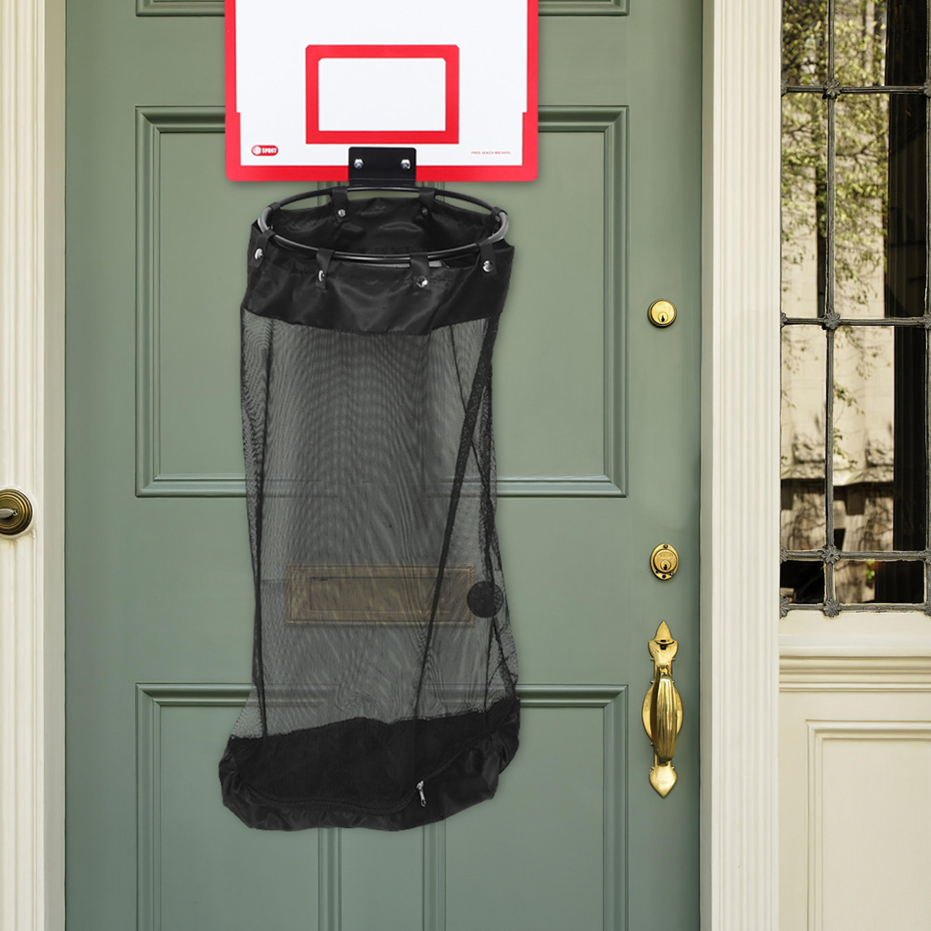 Basketball Laundry Hamper Mesh Bag Wooden Backboard BasDoor Hanging Laundry Organizer Space Saving  3