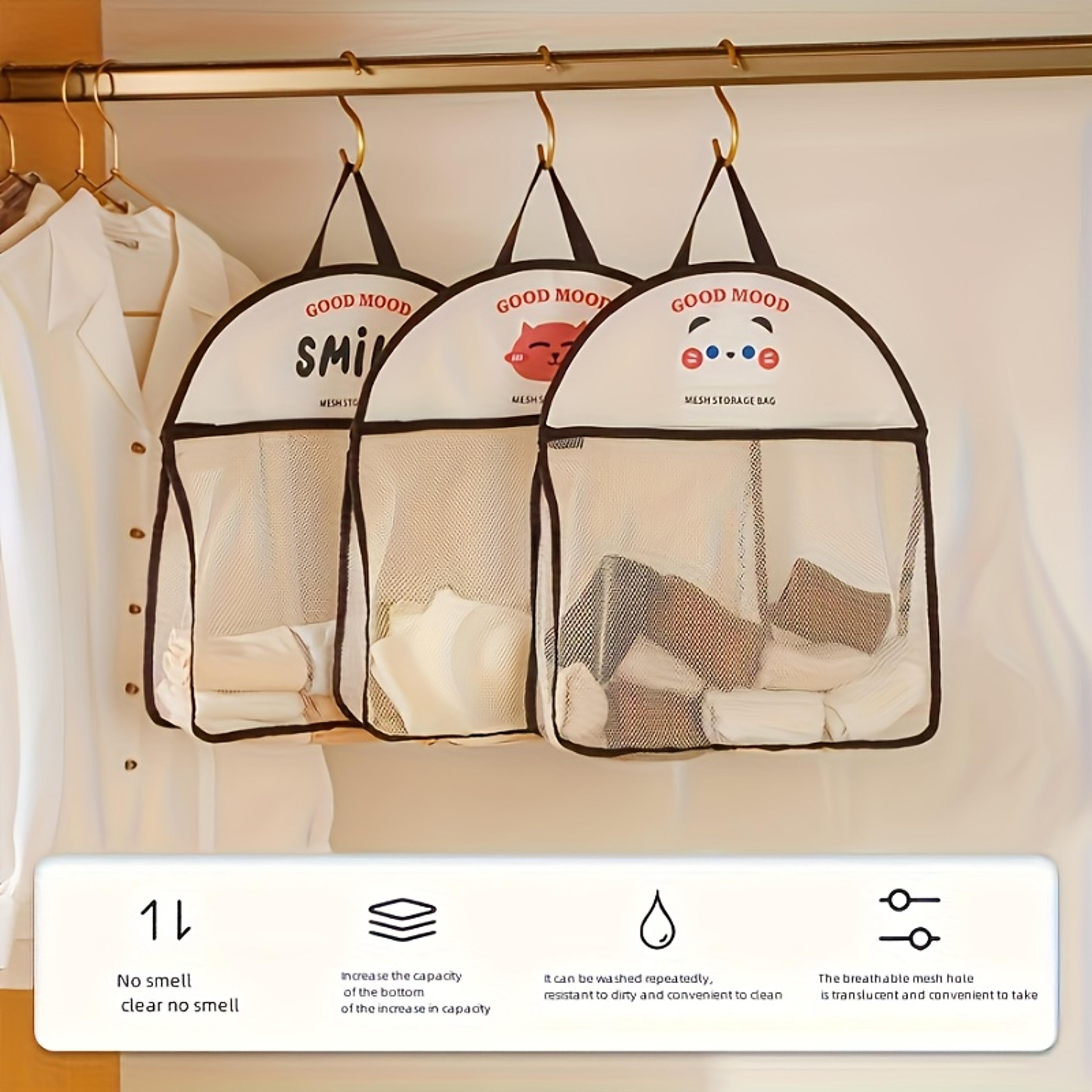 Hanging Mesh Storage Bag Washable Laundry Organizer Wall Mounted Underwear Socks Sorter 3
