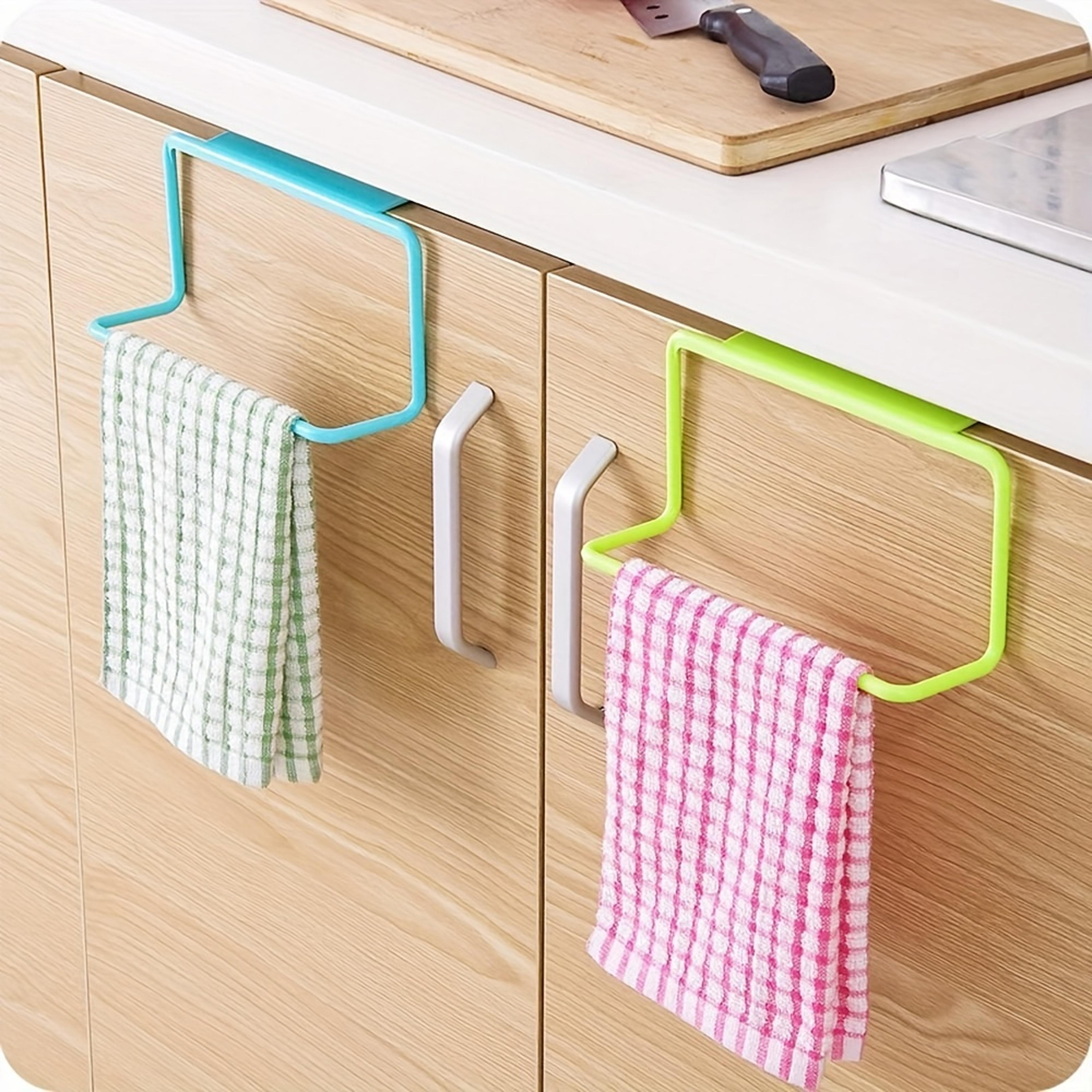 No Punch Cabinet Door Towel Rack Space Saving Kitchen Rag Hanger 2