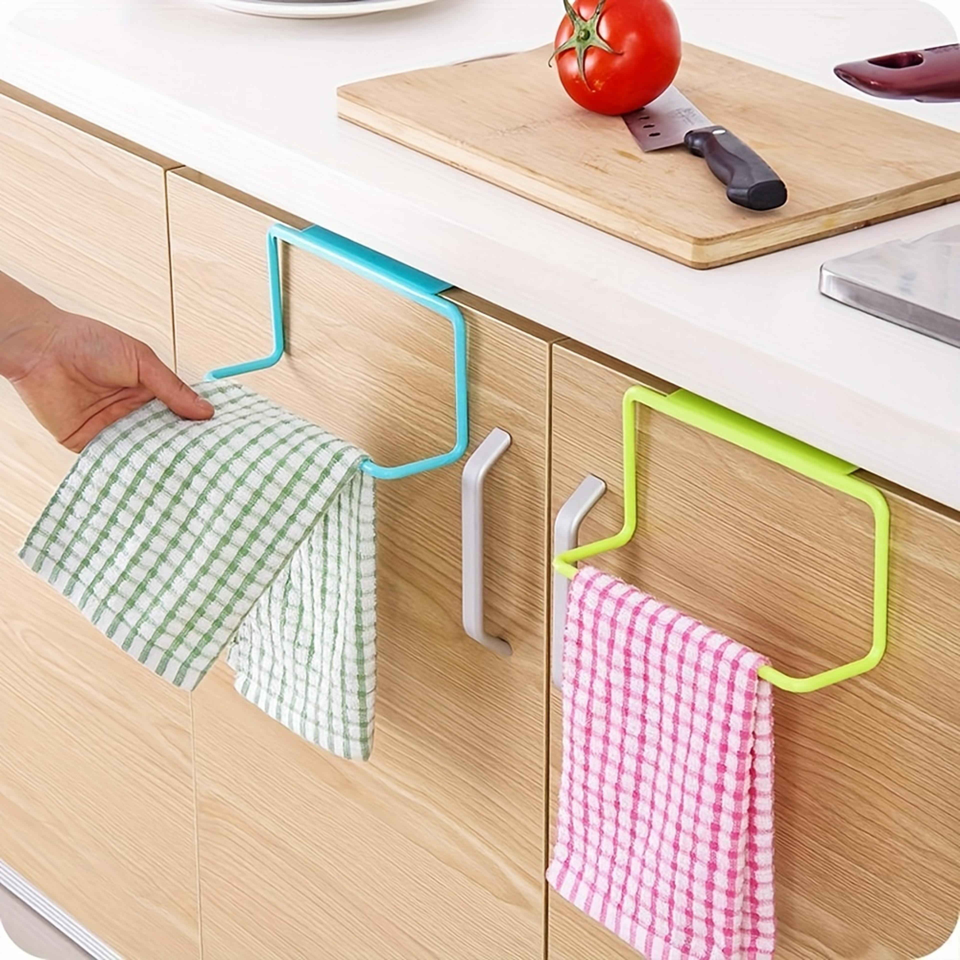 No Punch Cabinet Door Towel Rack Space Saving Kitchen Rag Hanger 3