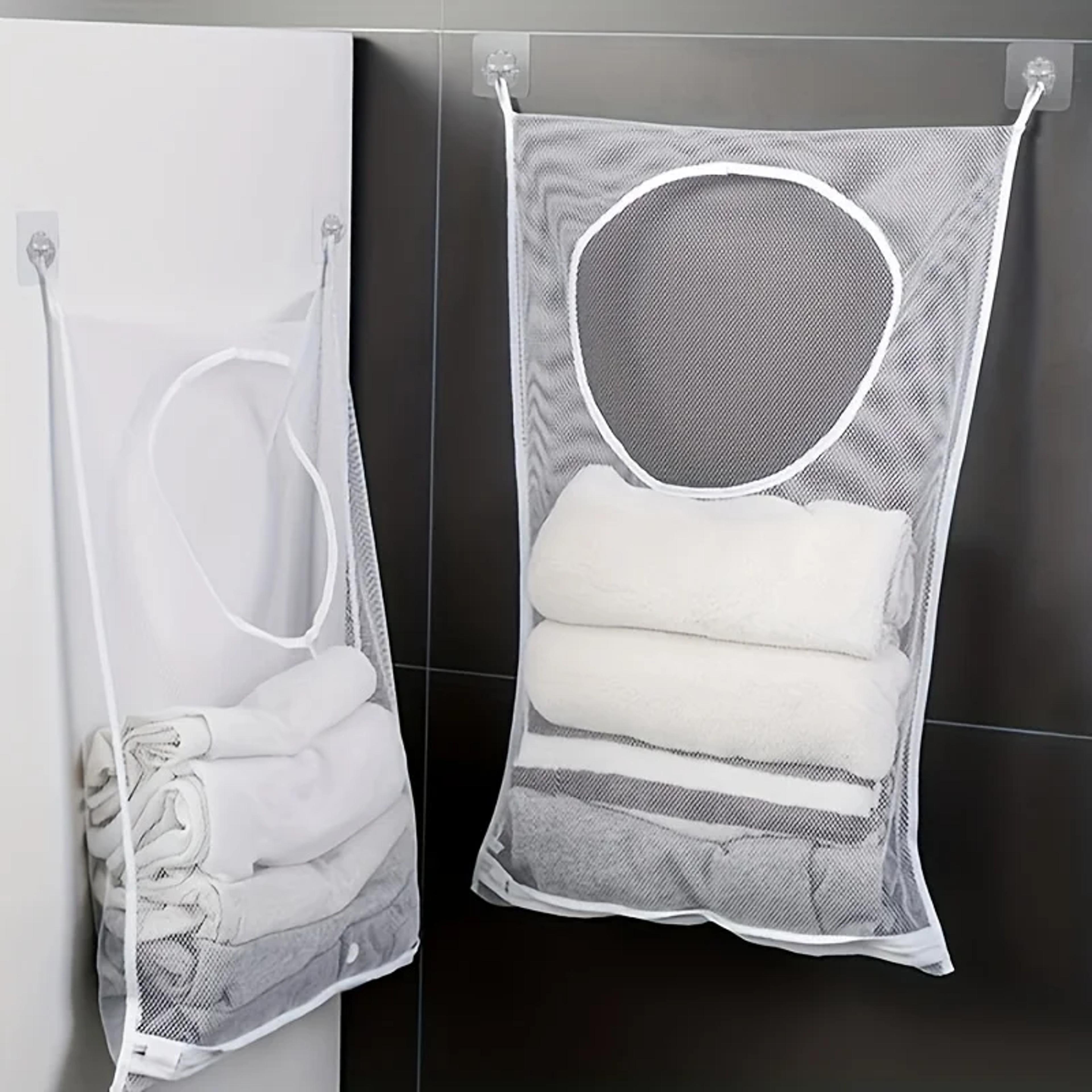 Wall Mounted Laundry Basket Hanging Storage Bag For Bathroom Dorm Home Organization 4