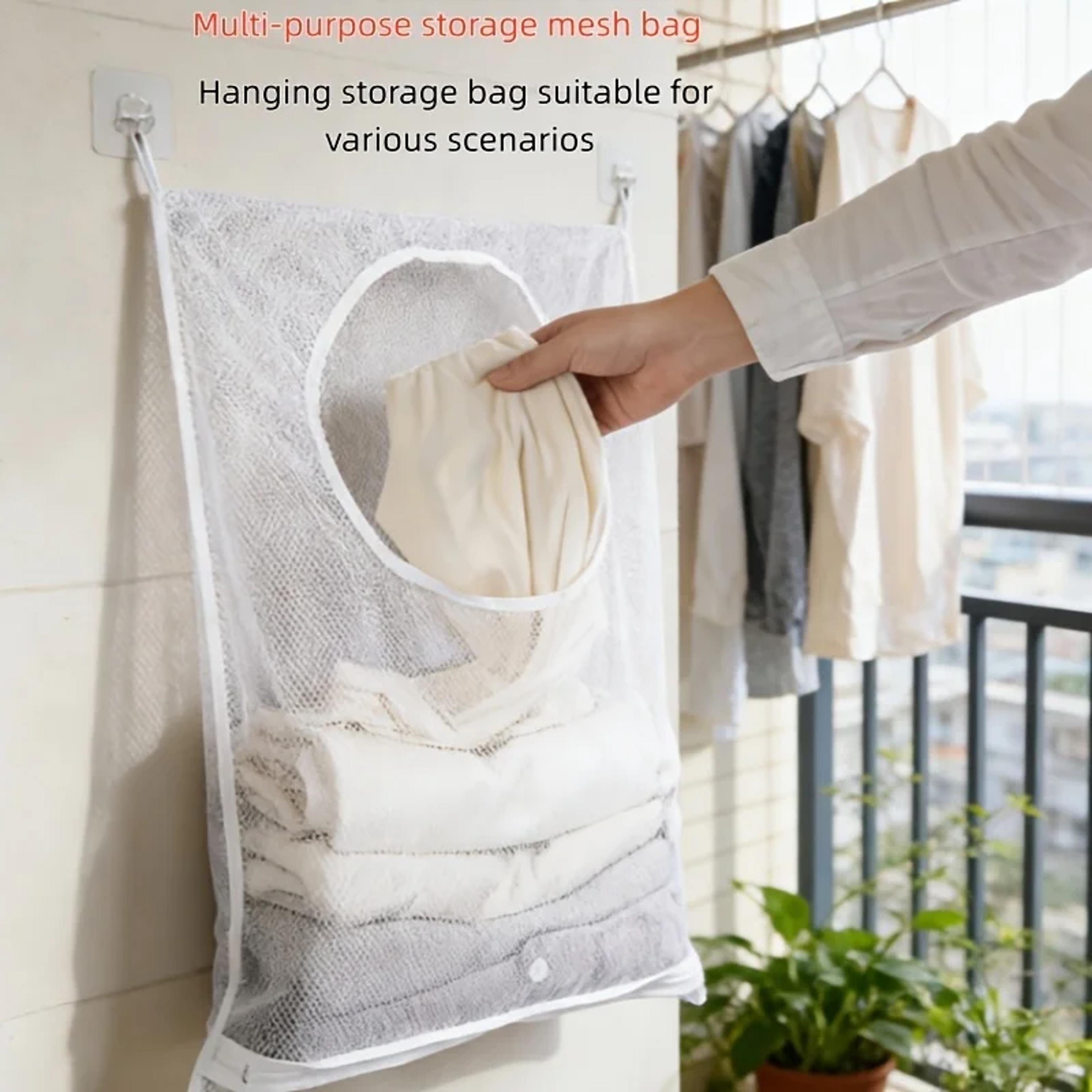Wall Mounted Laundry Basket Hanging Storage Bag For Bathroom Dorm Home Organization 6