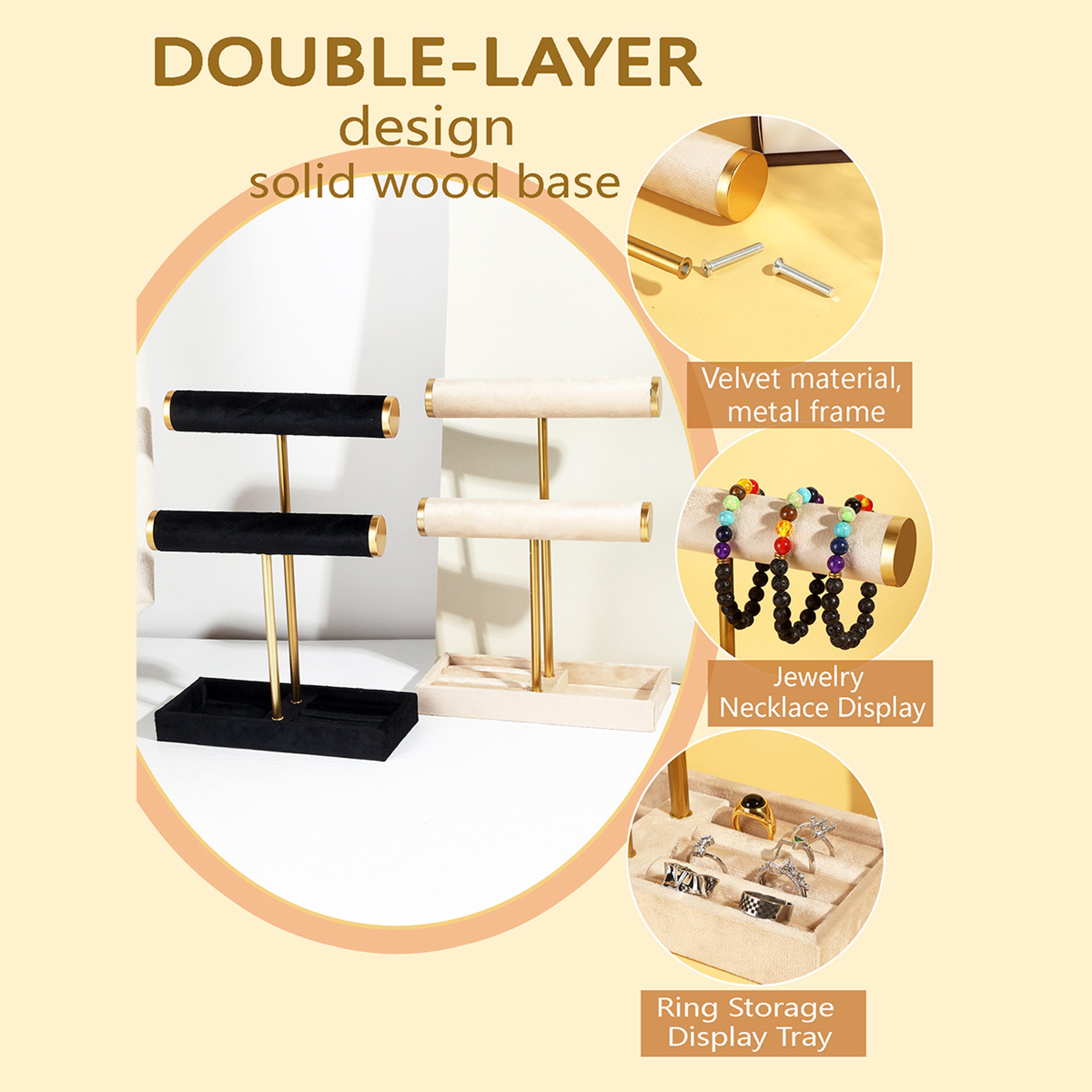 Two Level T Style Bangle Stand Jewelry Organizer For Bracelet Storage 1