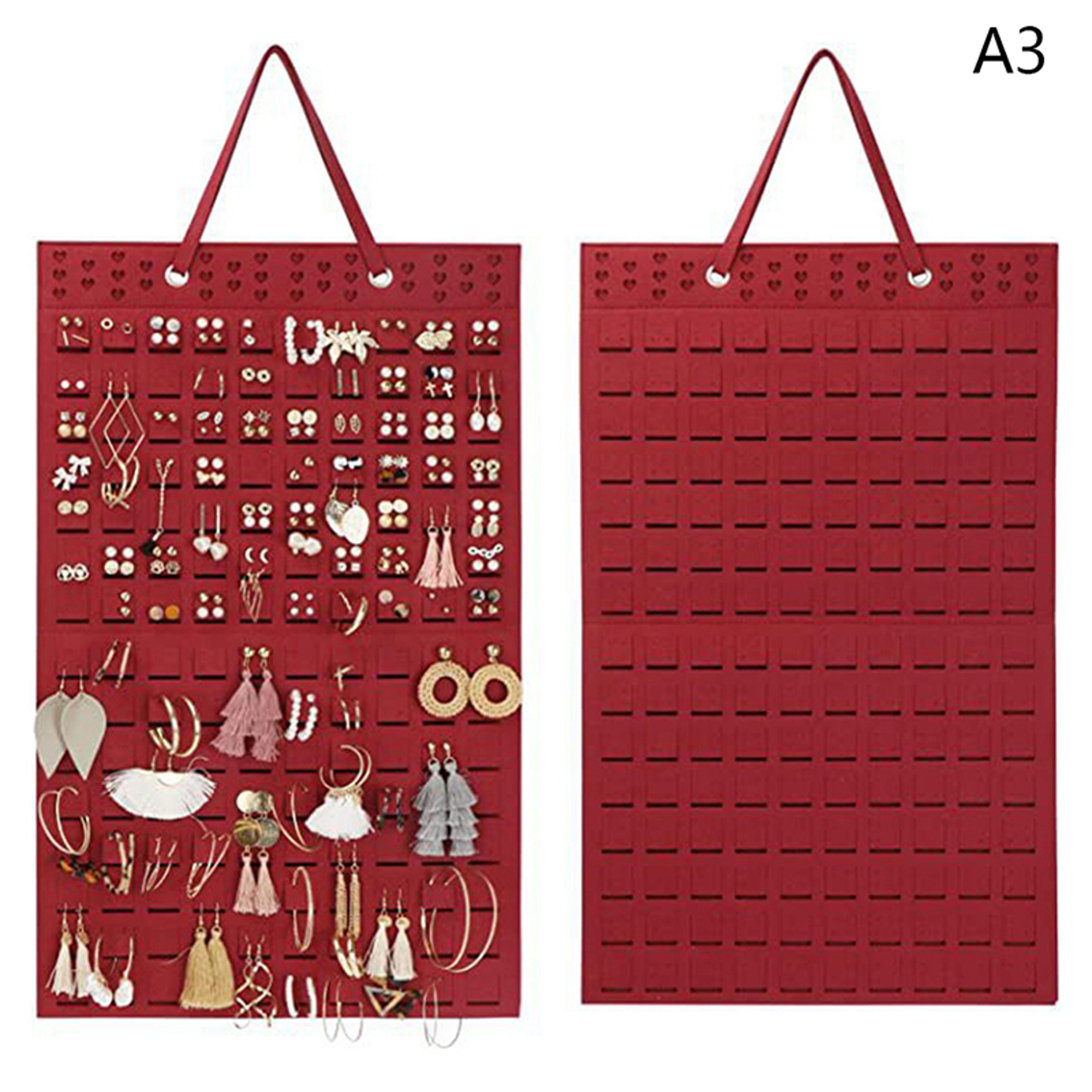 Wooden Wall Mounted Jewelry Organizer Necklace Earrings Display Rack 8