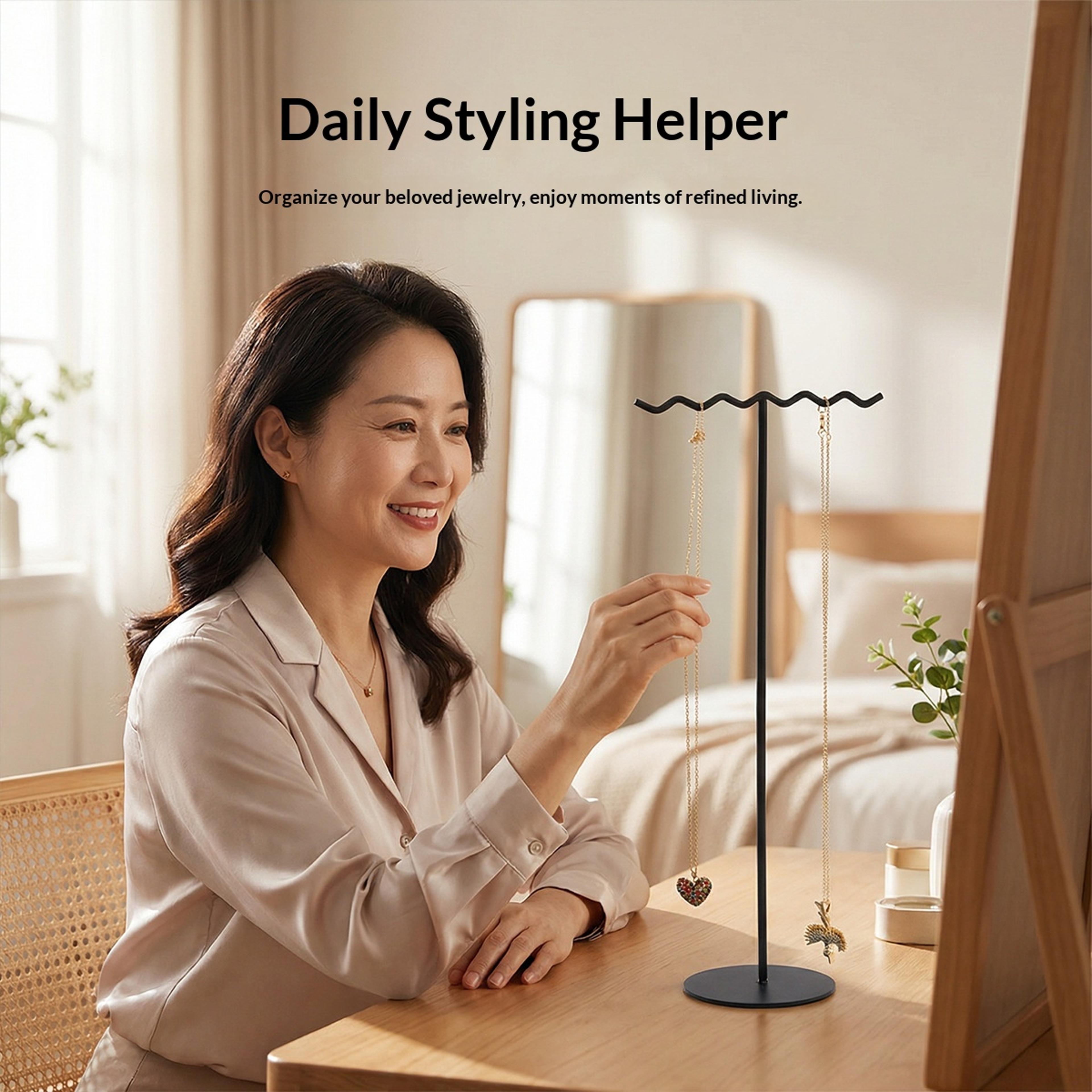T Shape Jewelry Organizer Stand Metal Earring Necklace Ring Display Holder 3