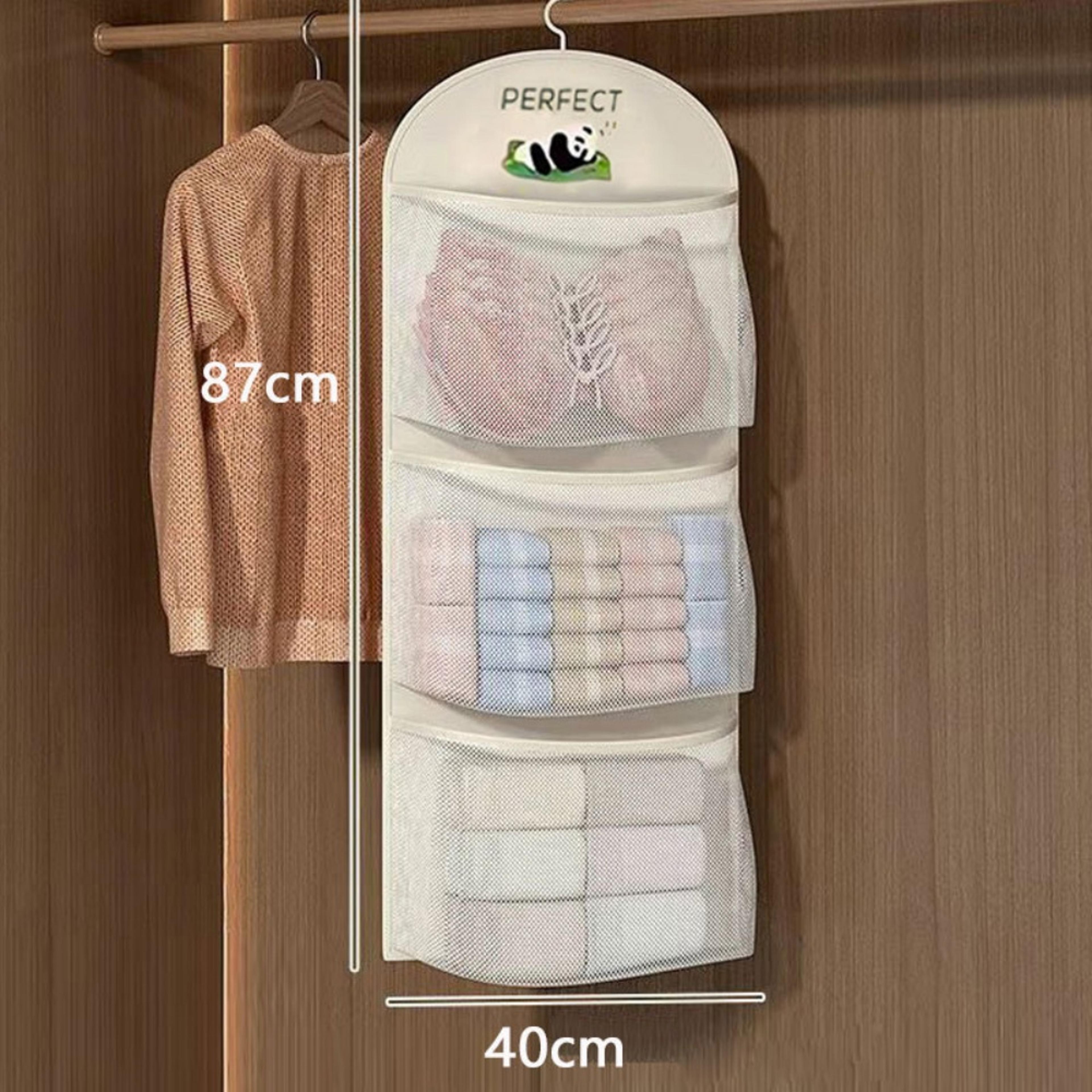Cute Panda Hanging Closet Organizer With Mesh Storage Pockets For Socks Lingerie And Accessories 7