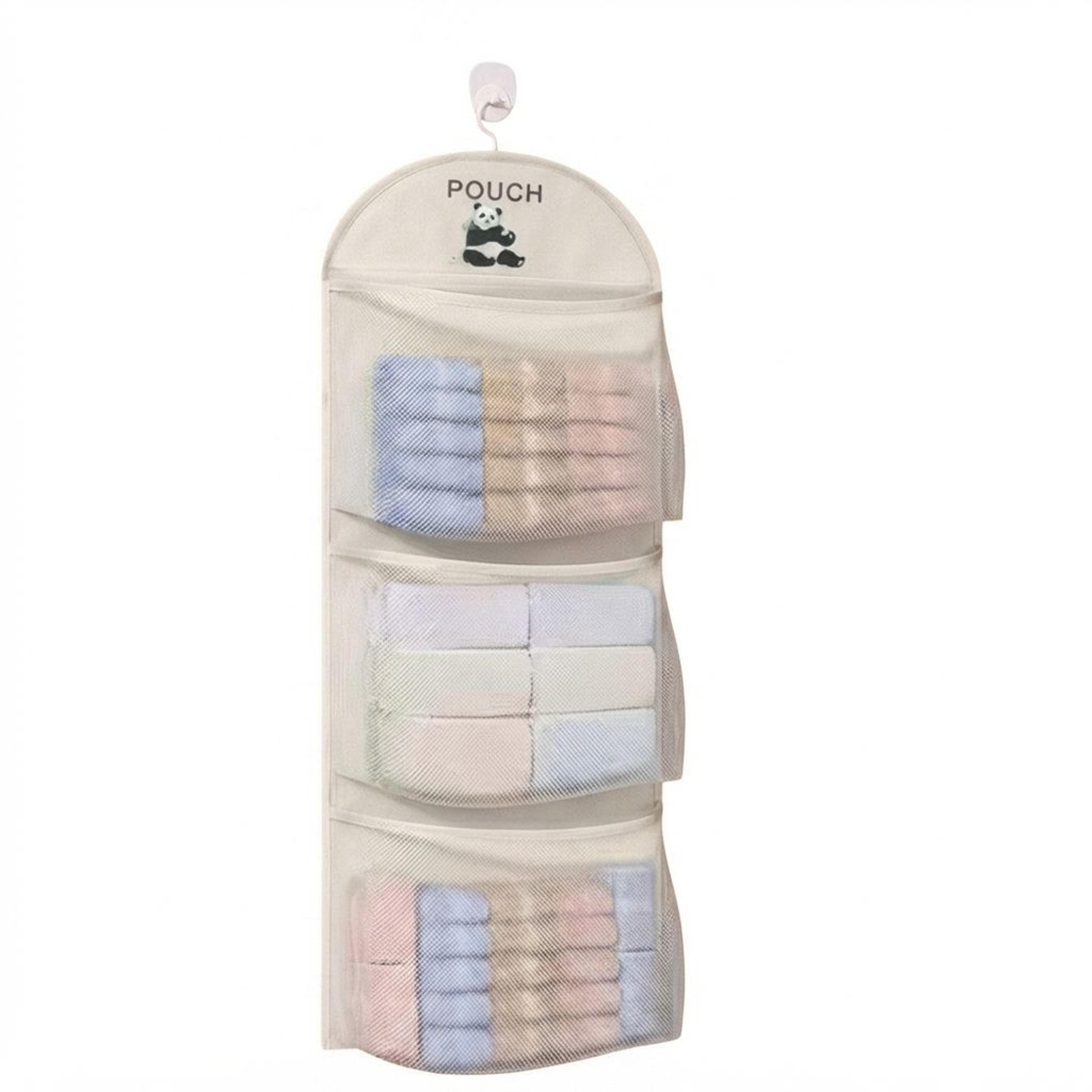 Cute Panda Hanging Closet Organizer With Mesh Storage Pockets For Socks Lingerie And Accessories 0