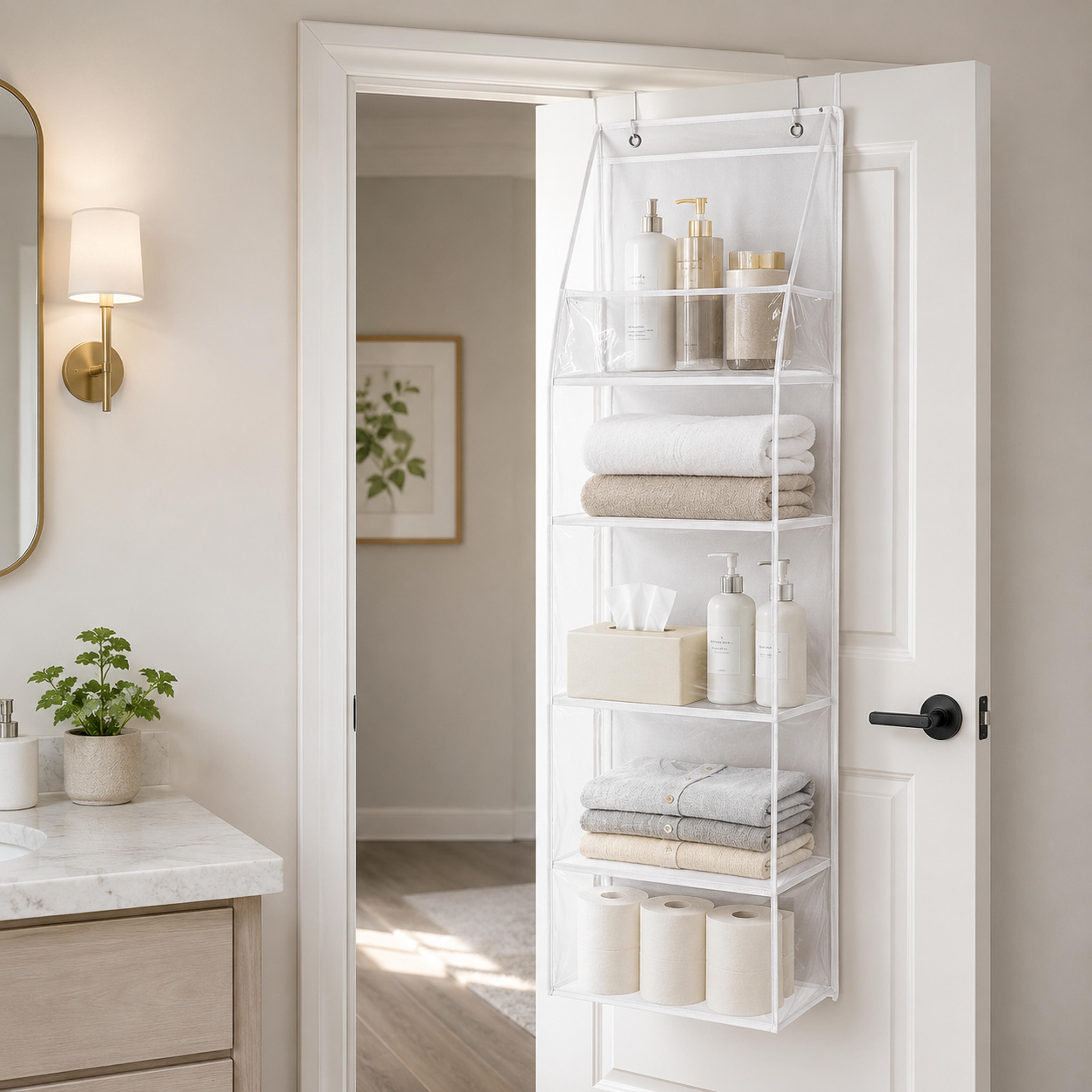 Tier Over Door Hanging Organizer Clear Pocket Storage Rack For Bedroom Bathroom 1