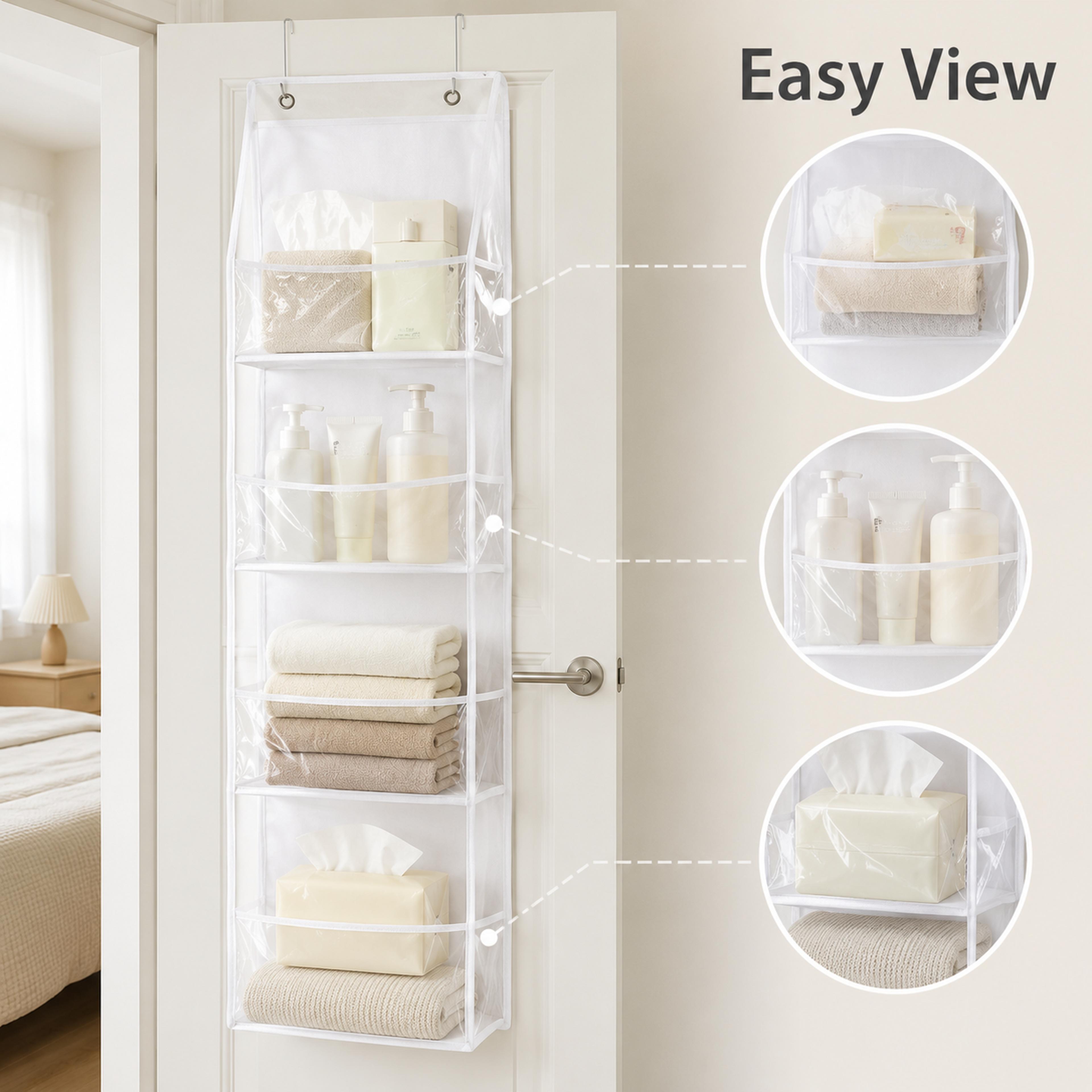 Tier Over Door Hanging Organizer Clear Pocket Storage Rack For Bedroom Bathroom 2
