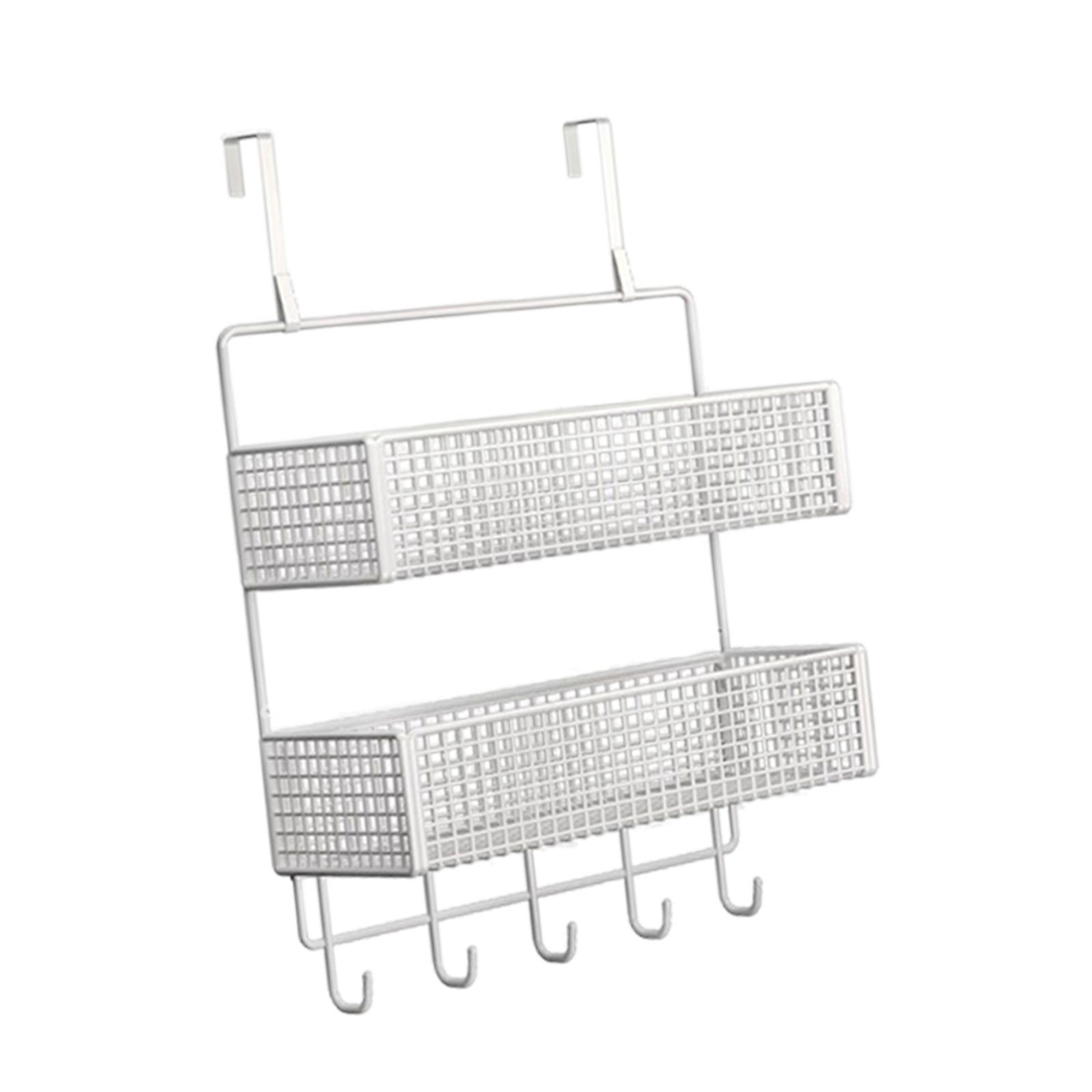 Over Door Storage Coat Hooks With Baskets Space Saving Organizer For Kitchen Bathroom 3