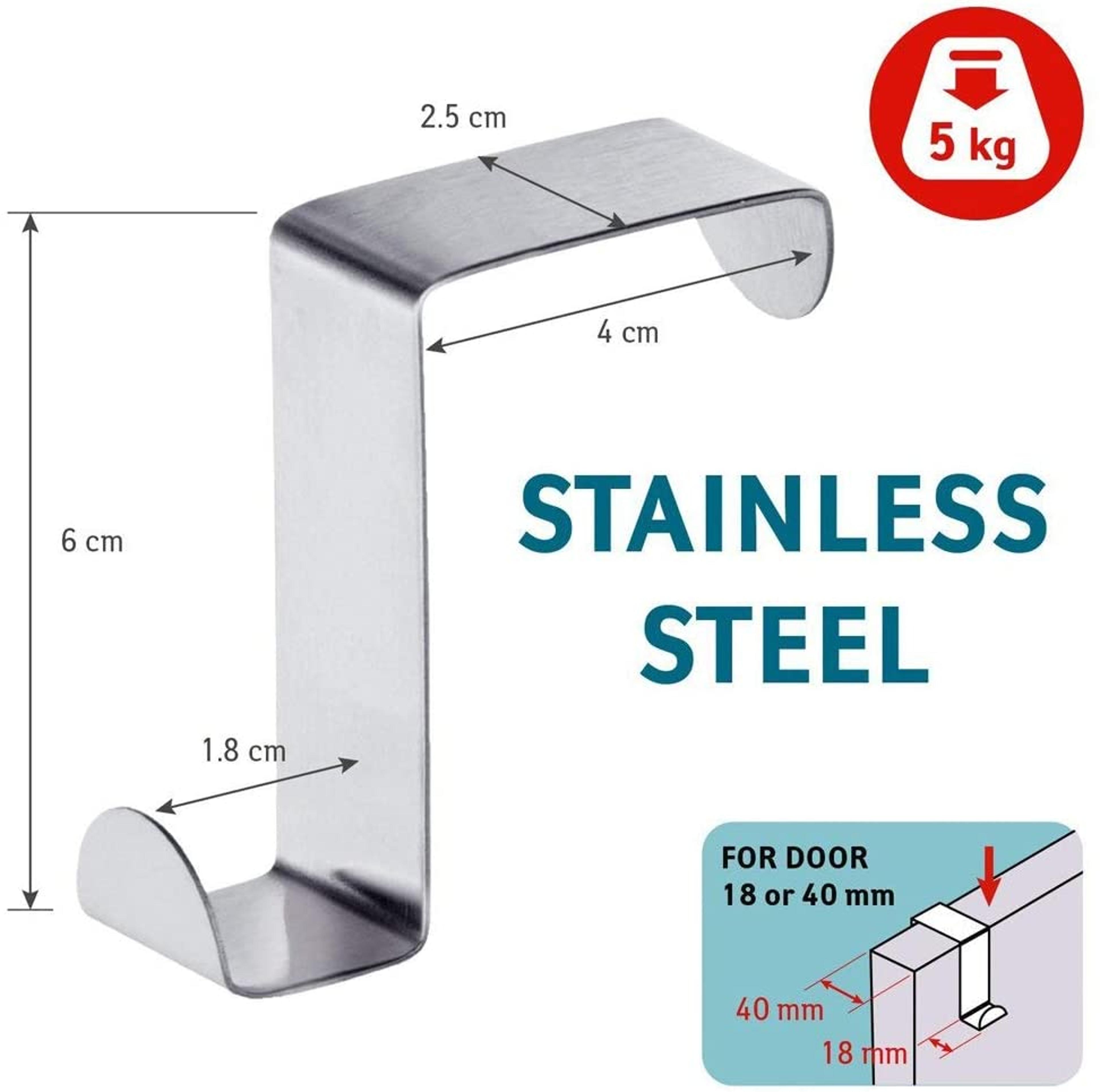 Stainless Steel Over Door Towel Hook Rack Pack For Kitchen Cabinet Storage 6