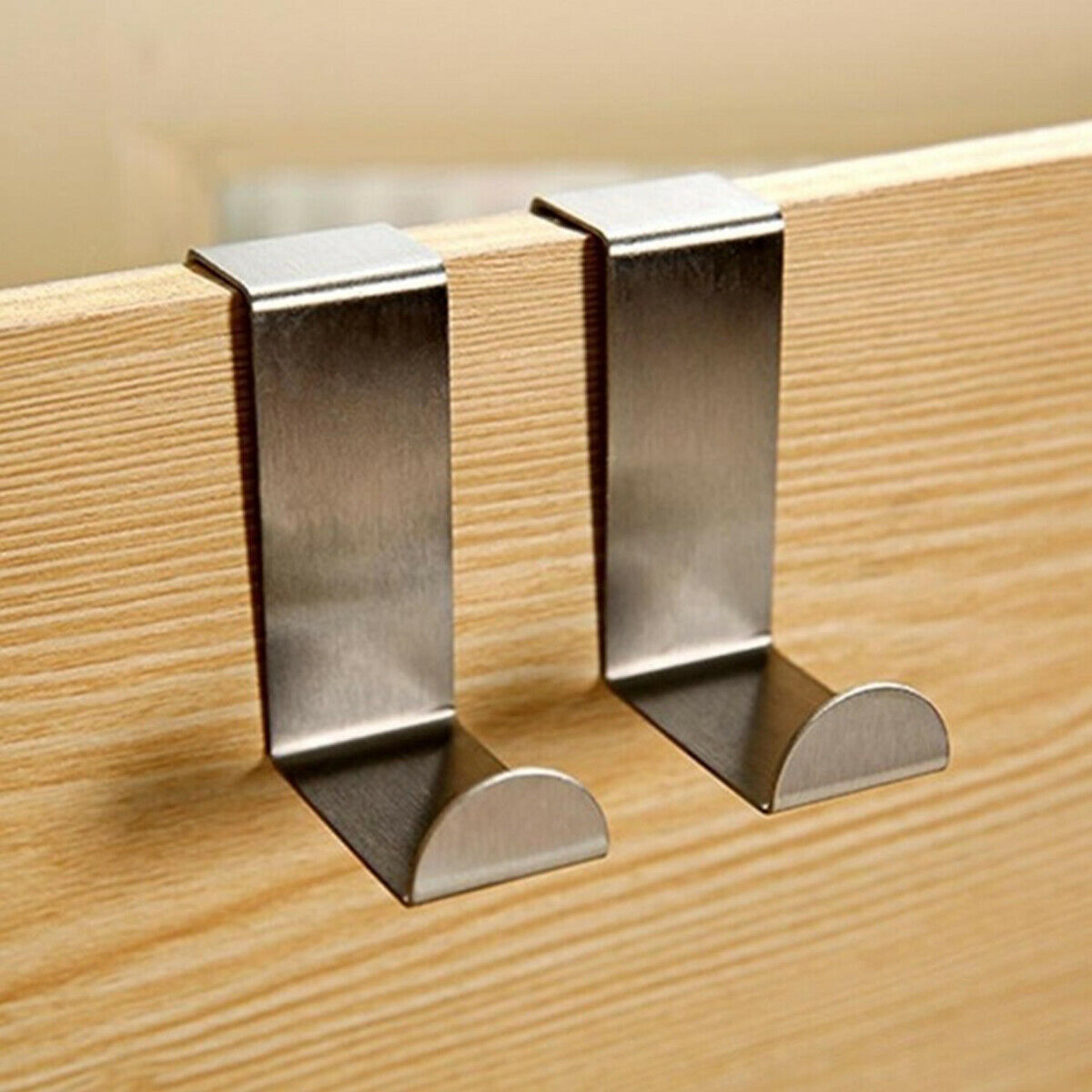 Stainless Steel Over Door Towel Hook Rack Pack For Kitchen Cabinet Storage 5