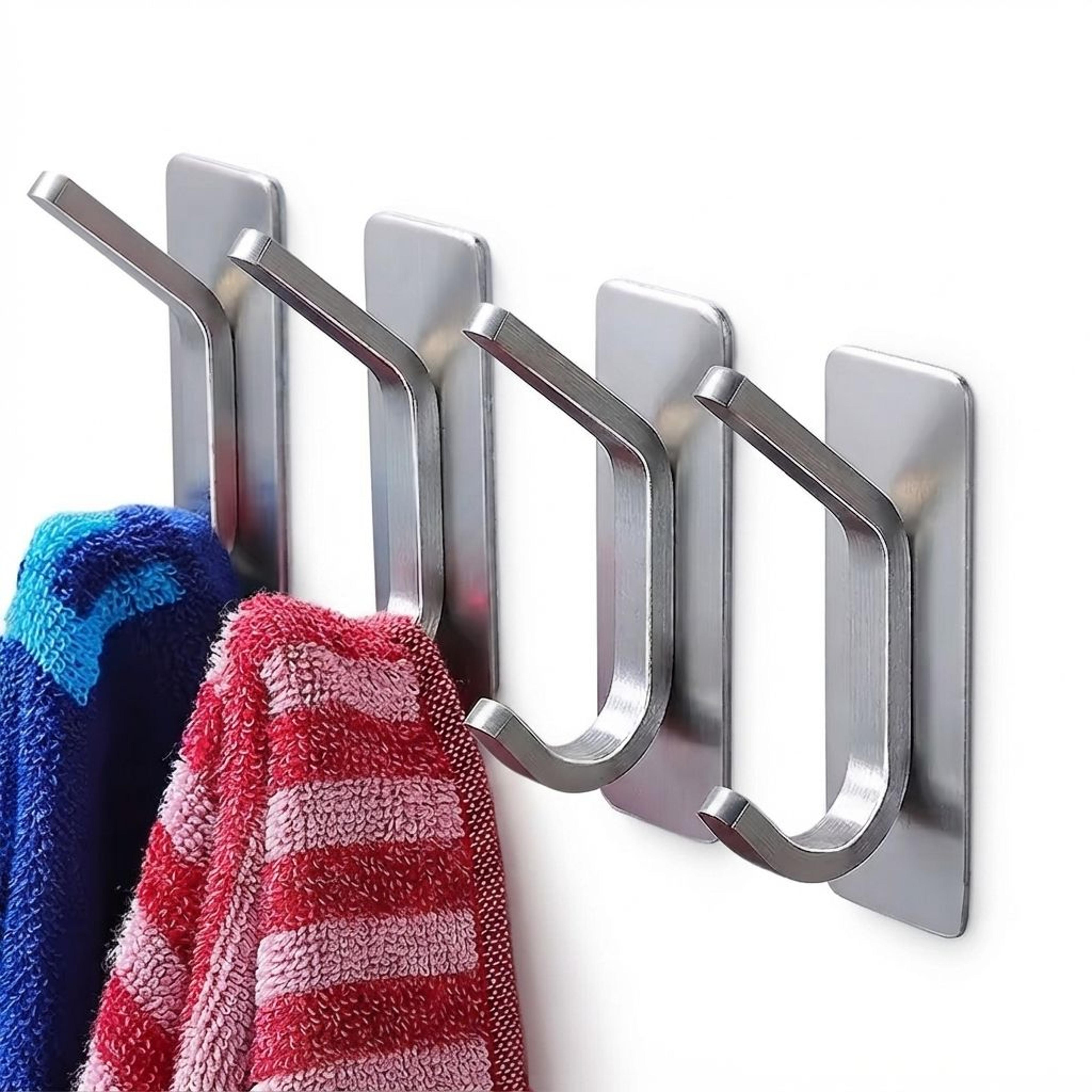 Stainless Steel Adhesive Wall Hook Strong Punch Free Bathroom Storage Hook 5