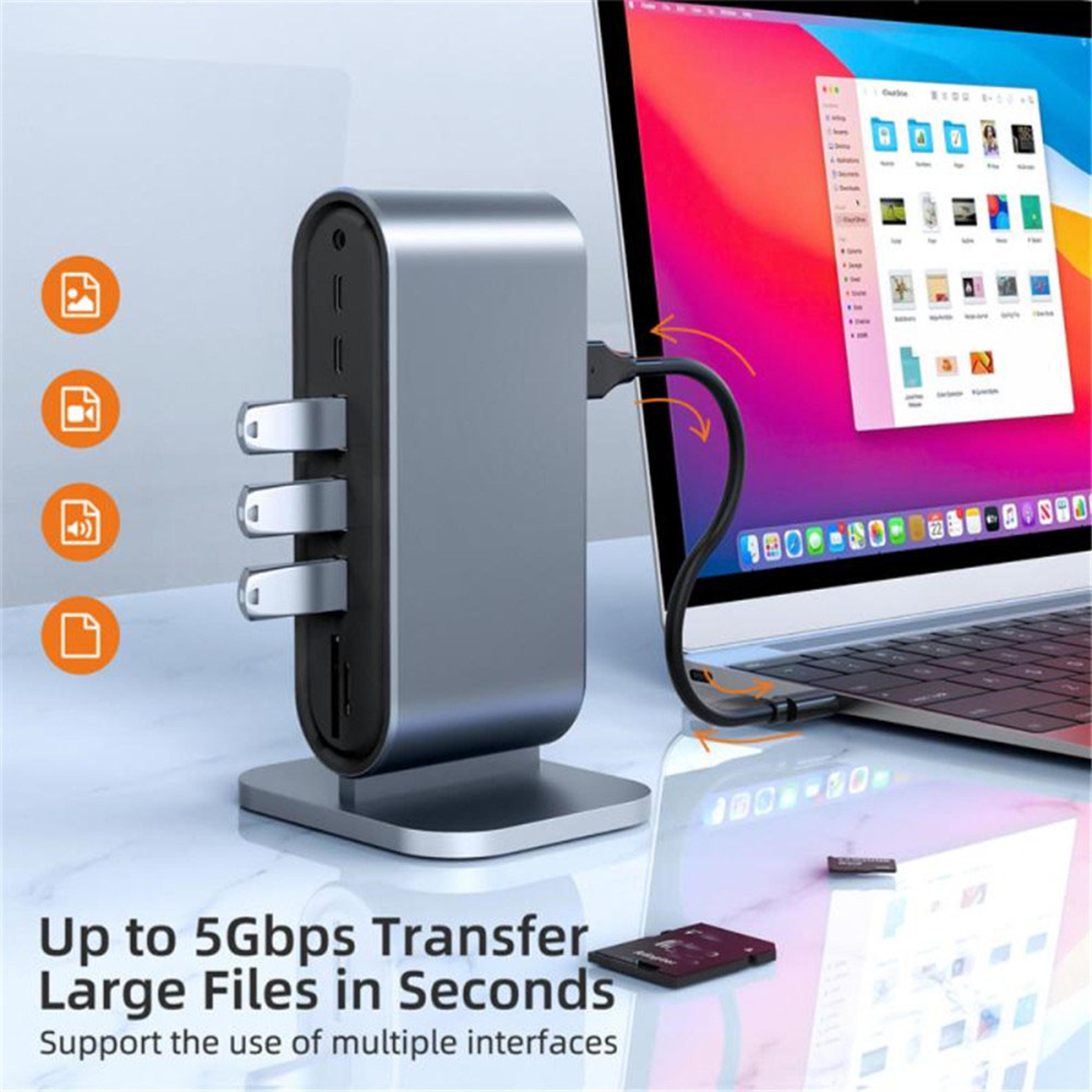 USB C Docking Station Vertical Hub With HDMI For Laptop MacBook 4