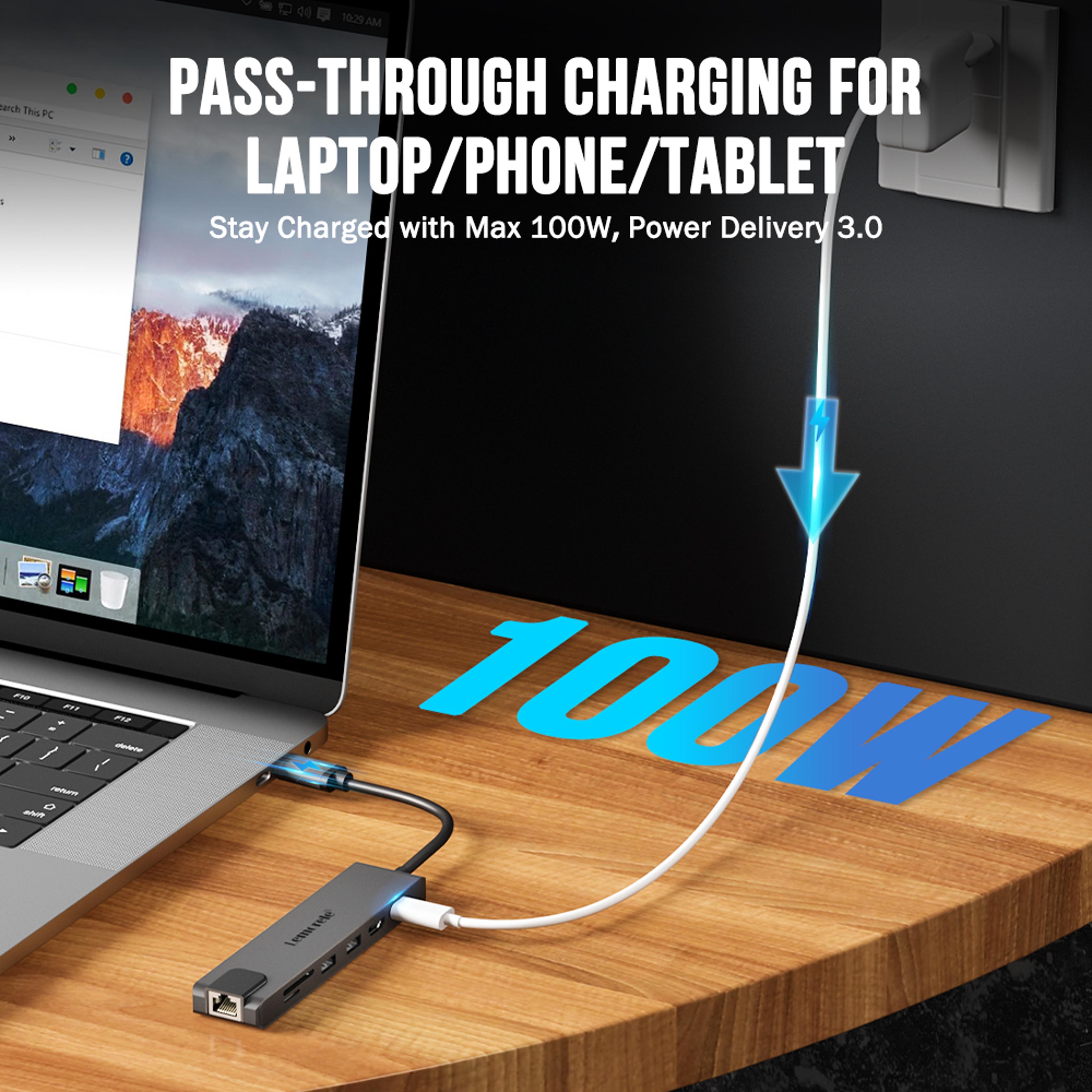 USB C Docking Station HDMI Hub With Gigabit Ethernet 4