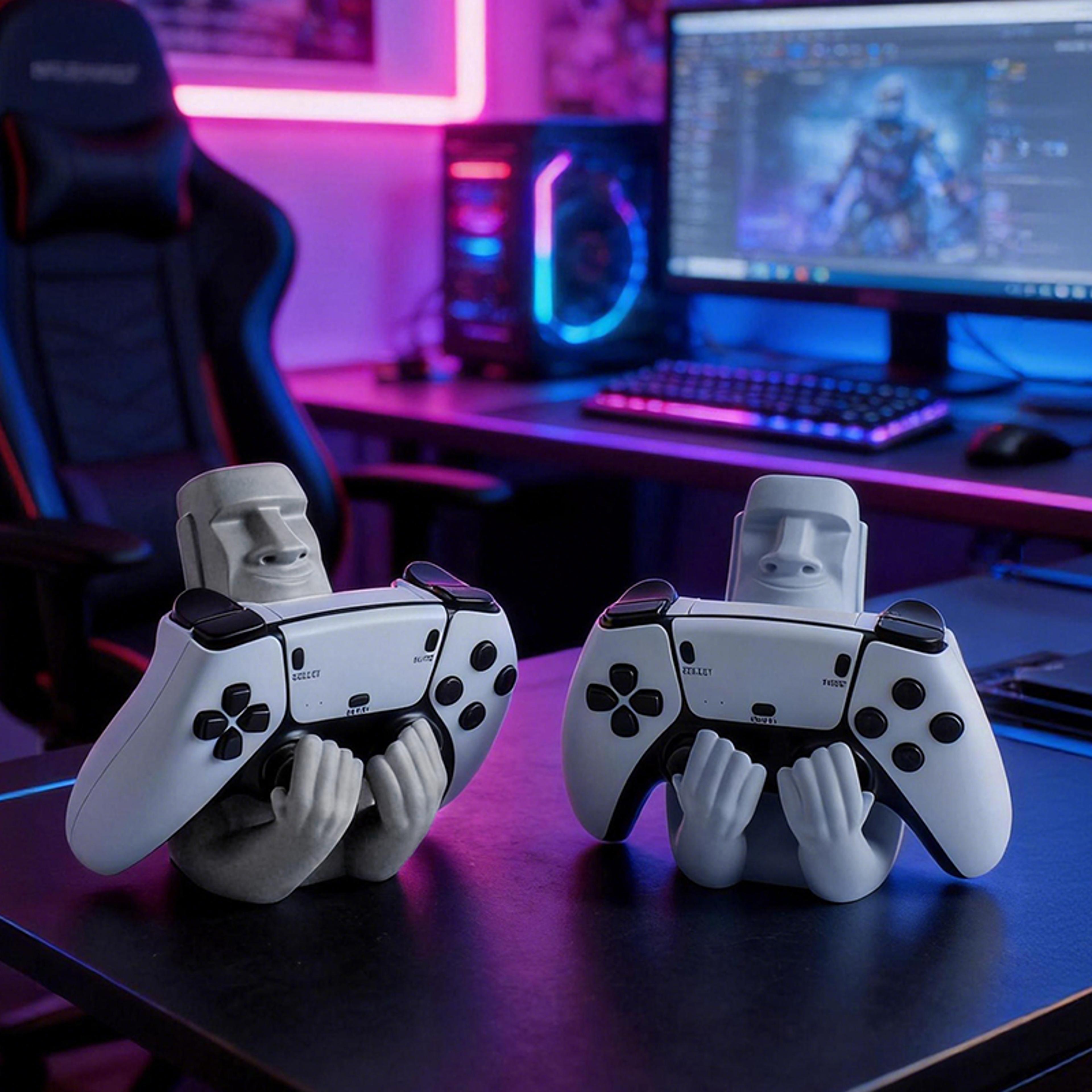 Moai Stone Resin Gaming Controller Holder For Xbox Switch Gamer Desk Decor 2