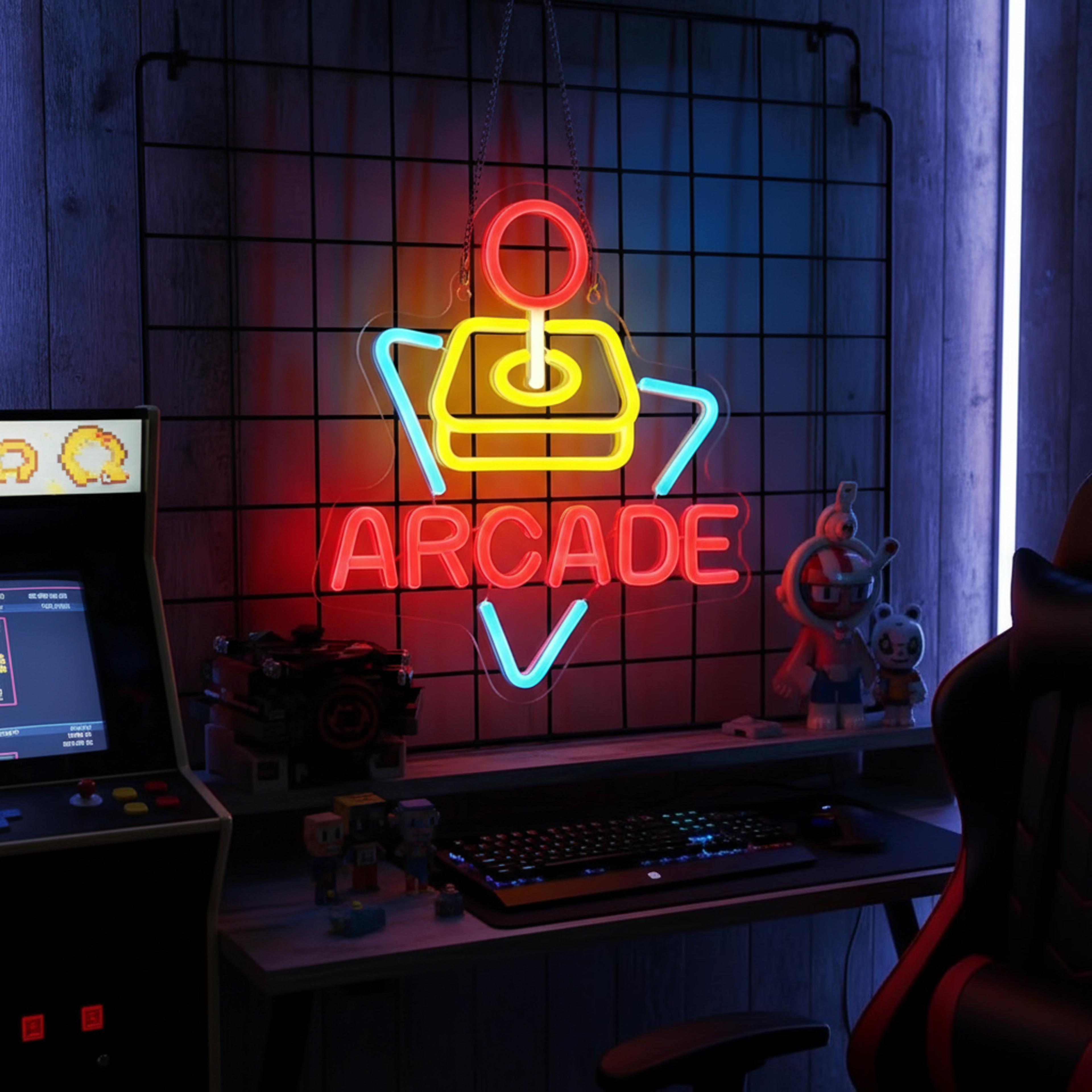 Retro Arcade Neon Sign USB Powered Wall Decor For Gaming Rooms And Bars 1