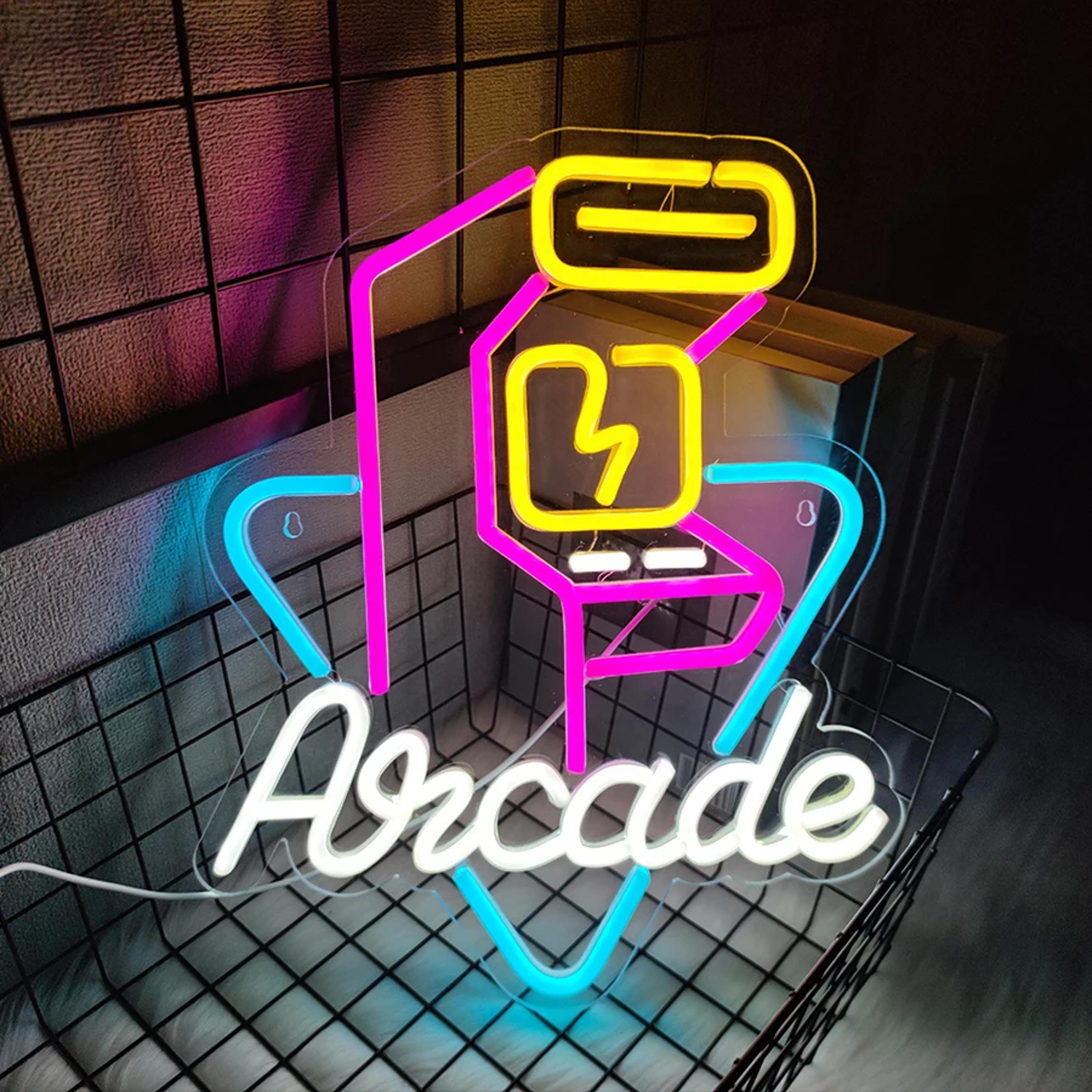 Color Game Machine LED Neon Sign USB Powered Arcade Wall Decor For Game Room Man Cave 0
