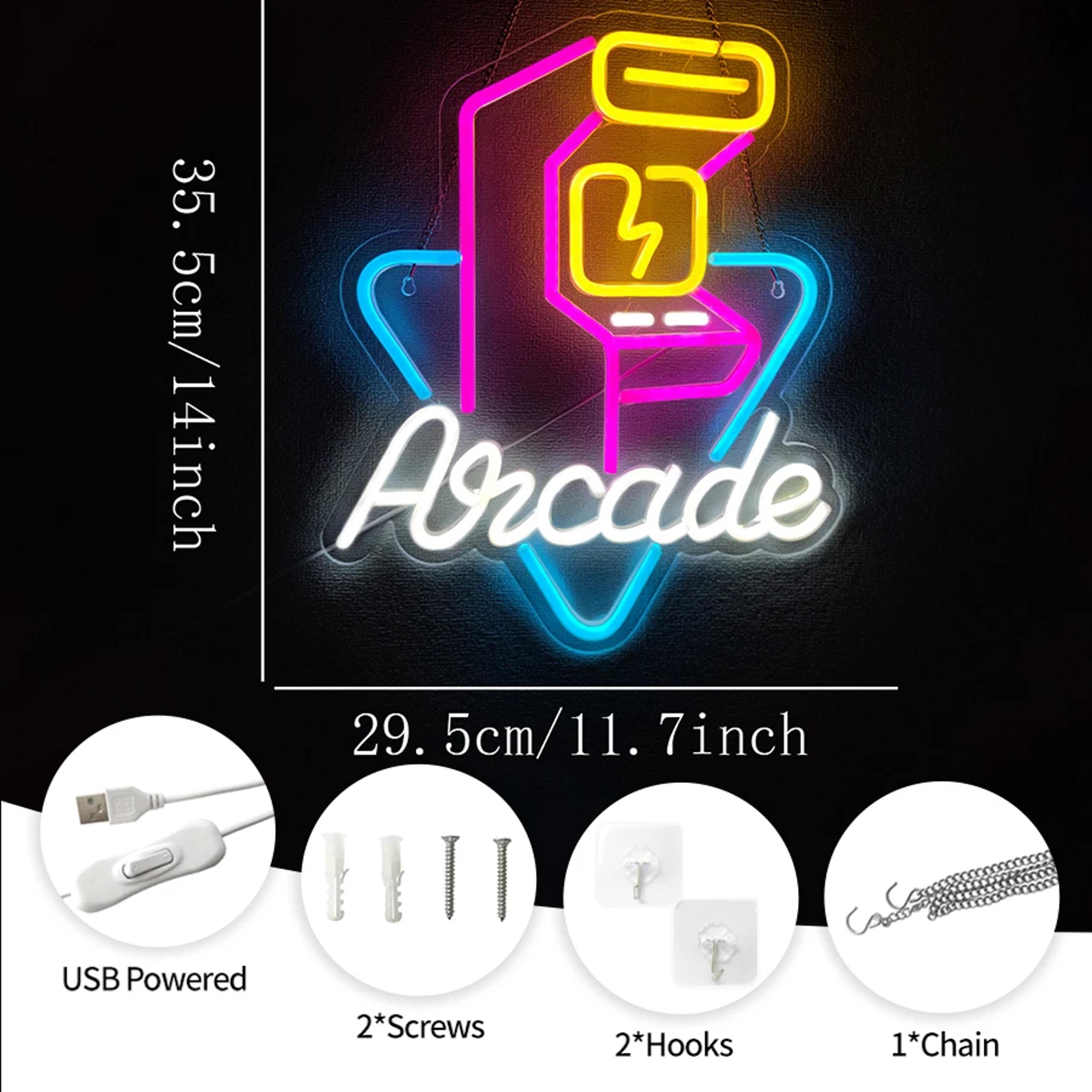 Color Game Machine LED Neon Sign USB Powered Arcade Wall Decor For Game Room Man Cave 5