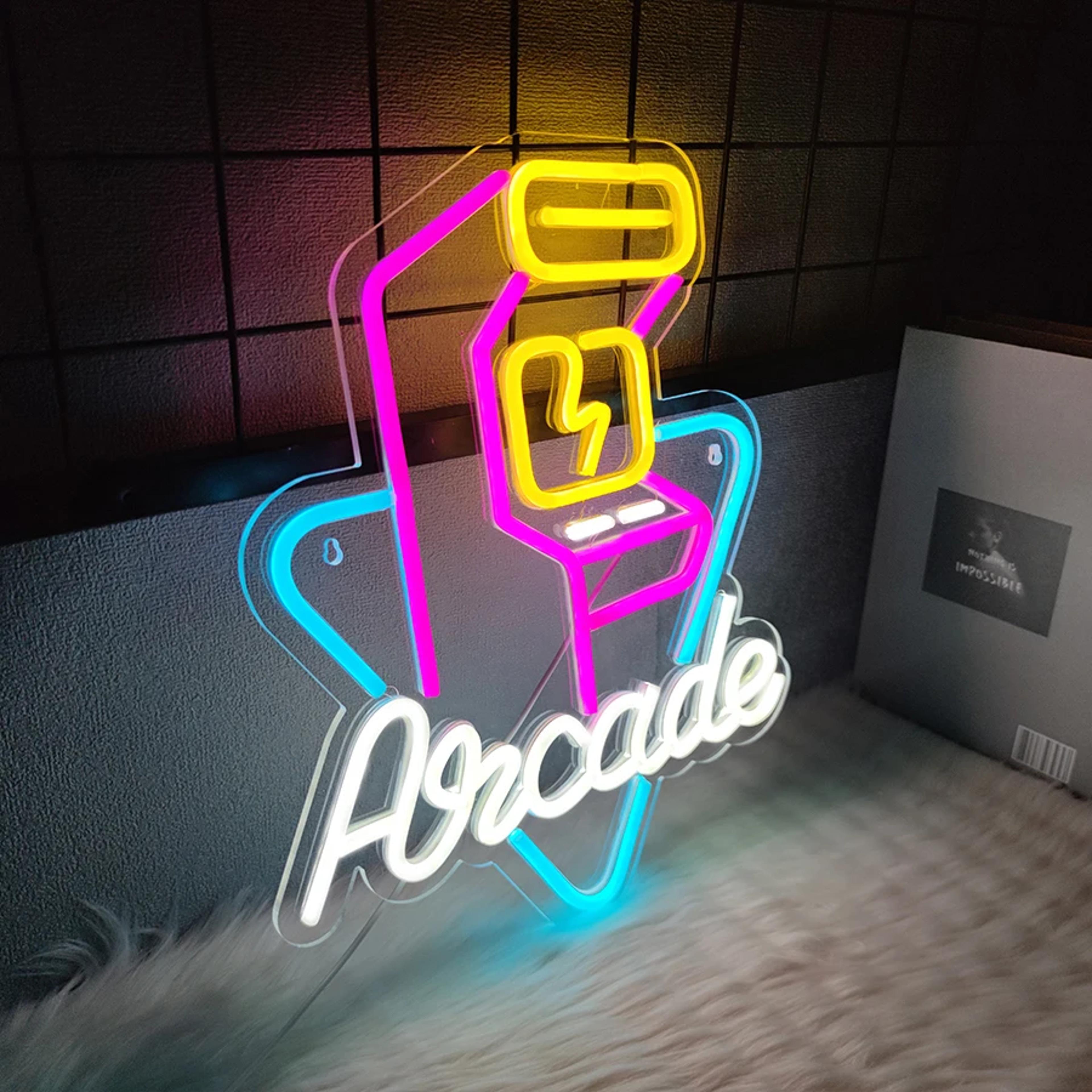 Color Game Machine LED Neon Sign USB Powered Arcade Wall Decor For Game Room Man Cave 3