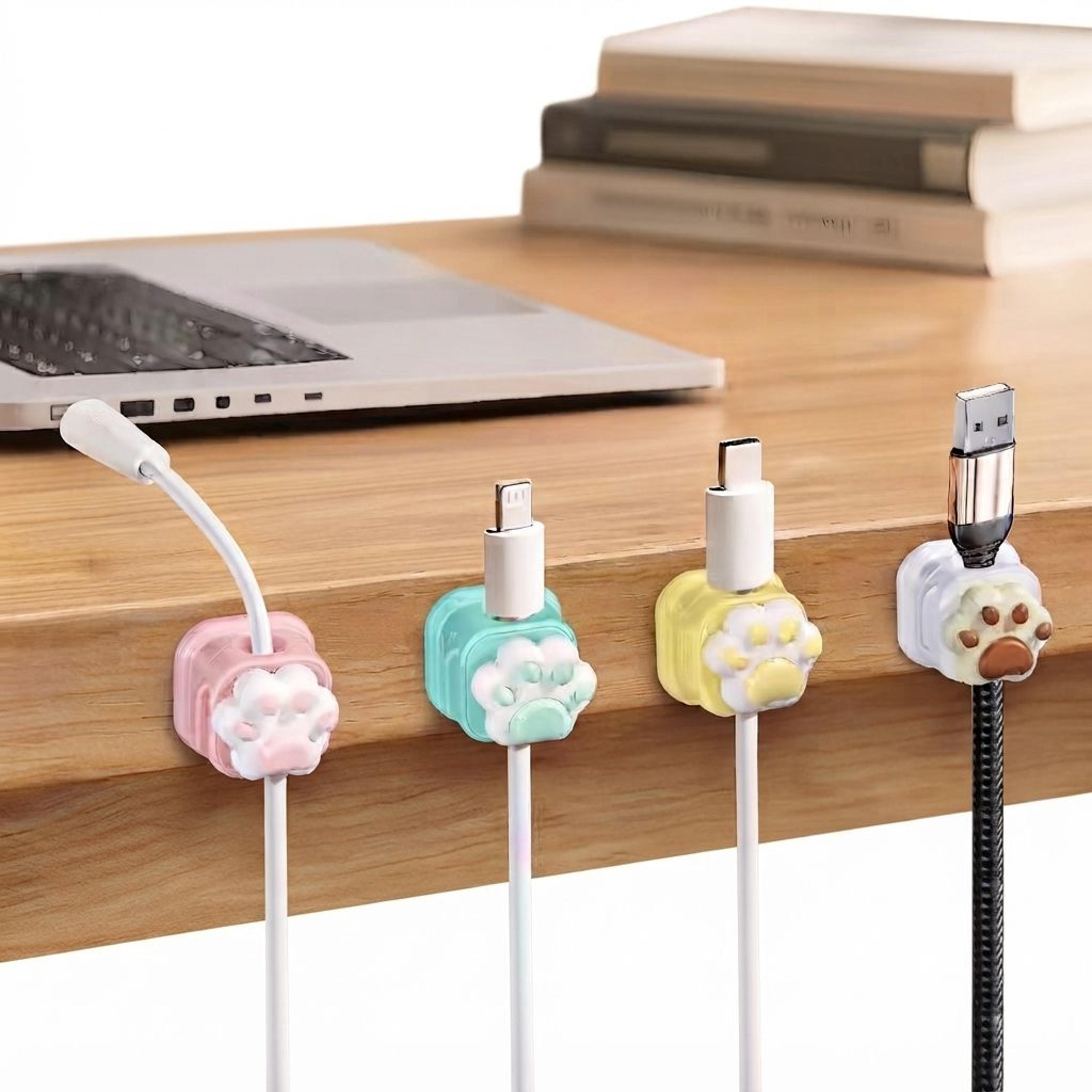 Cat Paw Cable Organizer Self Adhesive Cord Holder Wire Management Clip For Desk And Office 0