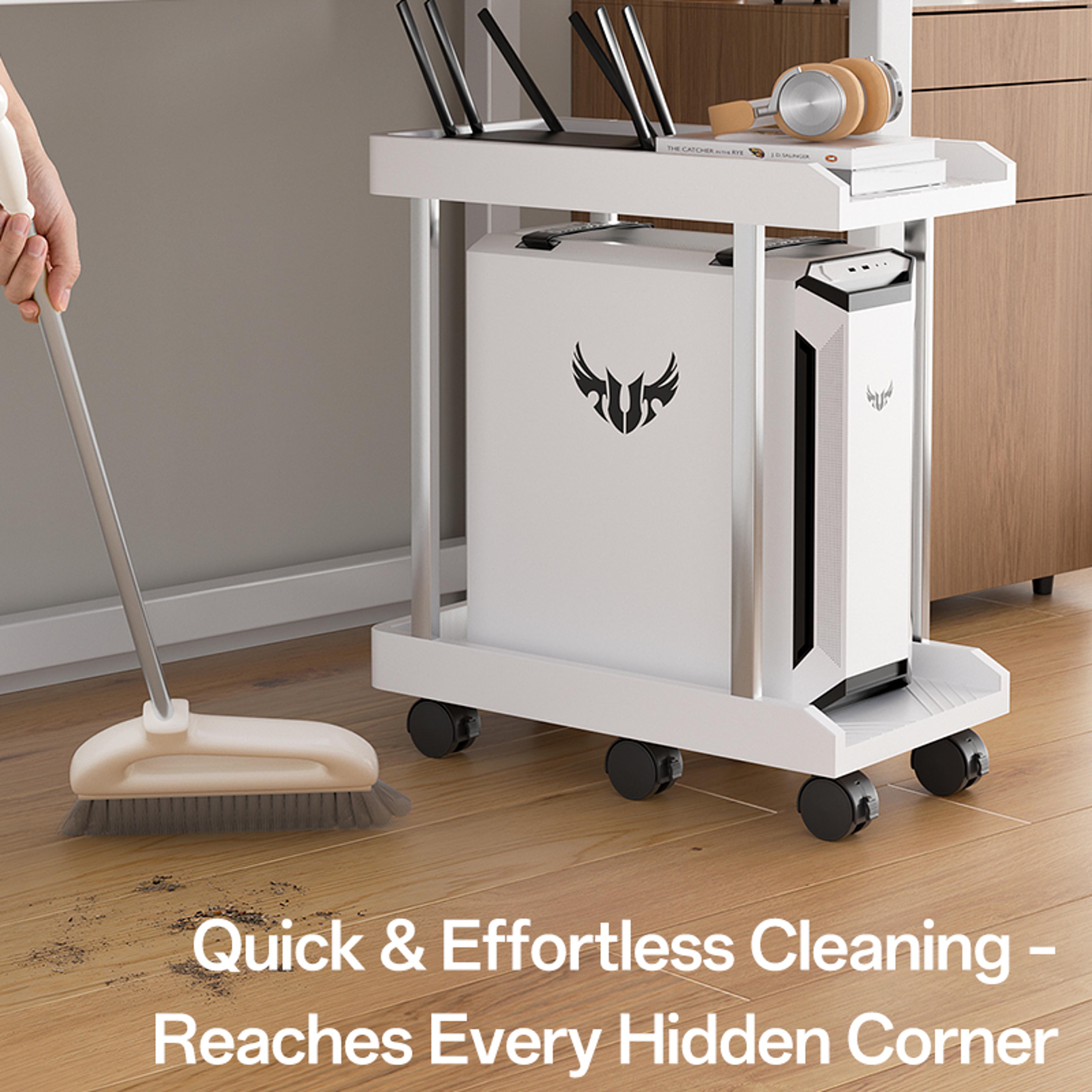 Adjustable Mobile CPU Stand With Wheels And Printer Shelf For Office Storage 2
