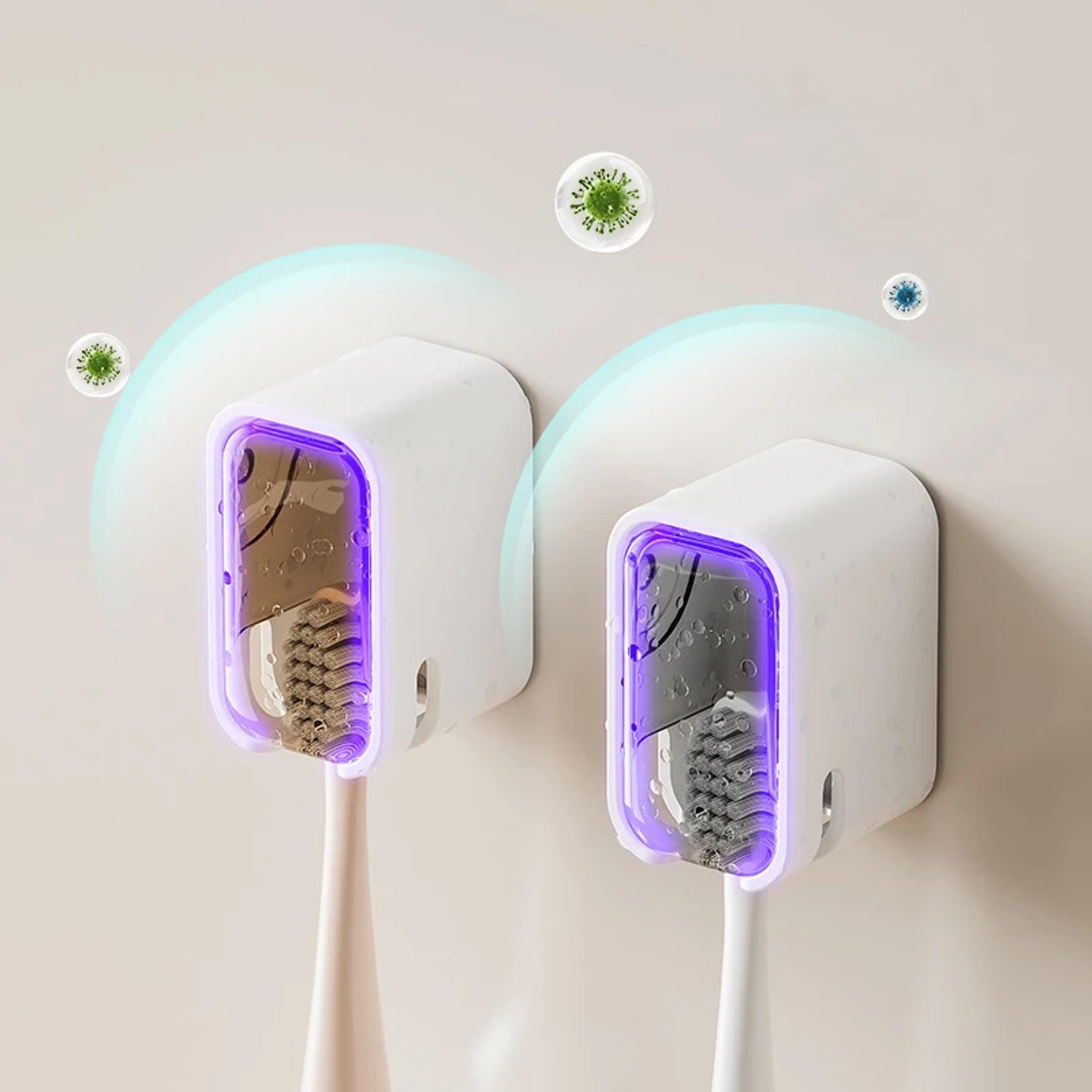 Wall Mount Toothbrush Holder Dustproof Flip Top Bathroom Storage Organizer 2