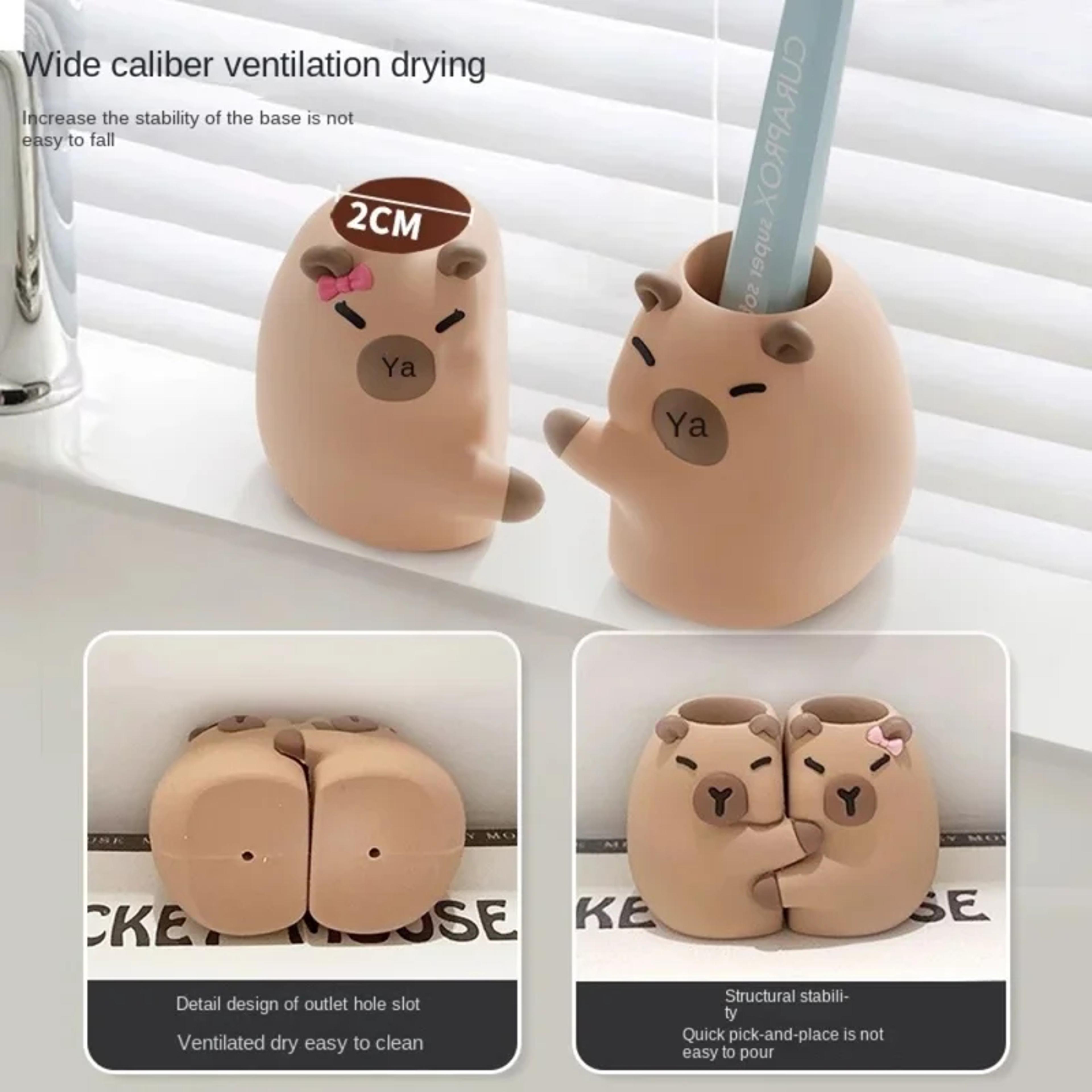 Capybara Toothbrush Holder Bathroom Storage Rack With Drainage Design 1