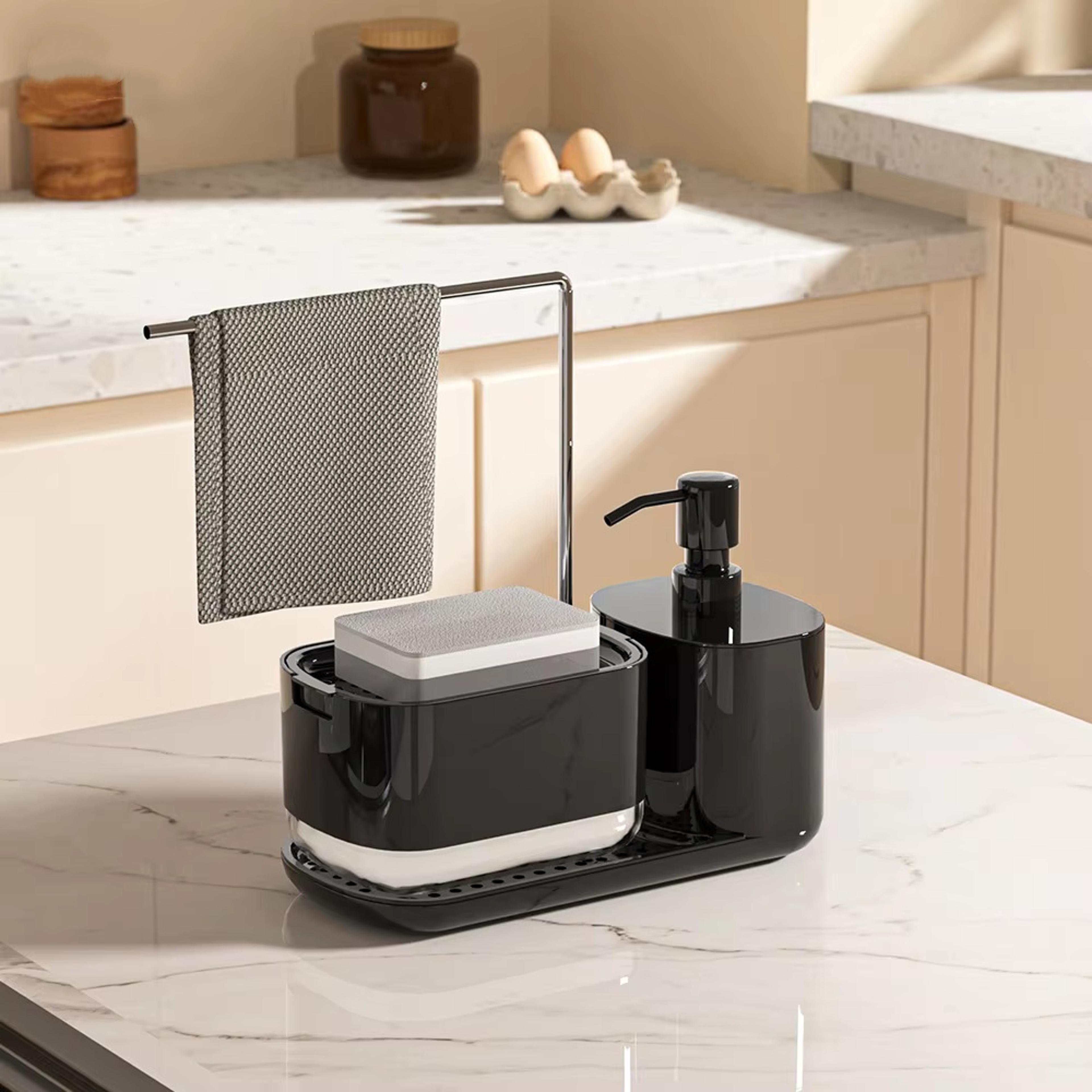 Dual Soap Dispenser With Sponge Holder Tray Kitchen Sink Organizer For Dish Soap And Cleaning Acces 1