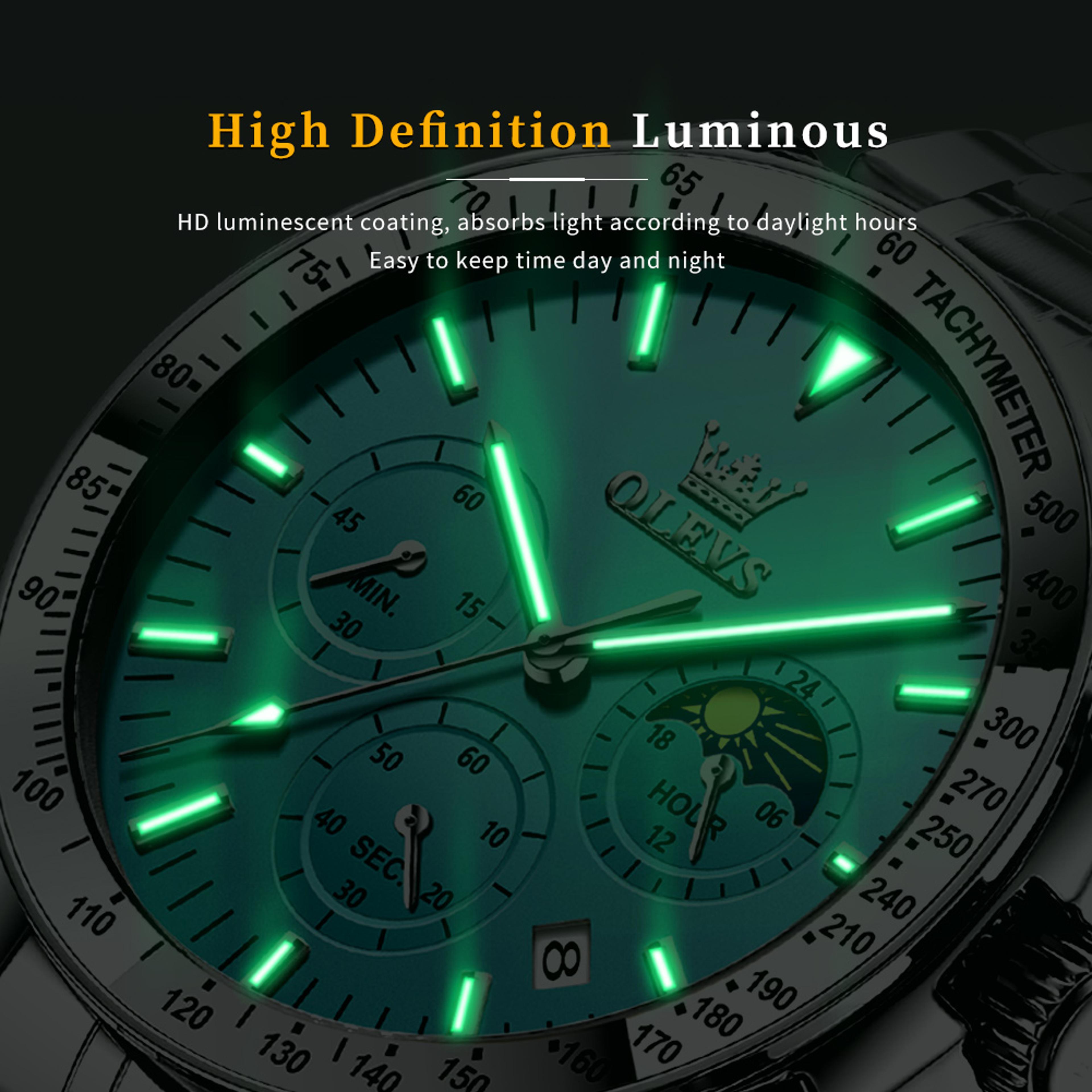 Moon Phase Skeleton Quartz Watch For Men With Luminous Calendar 2