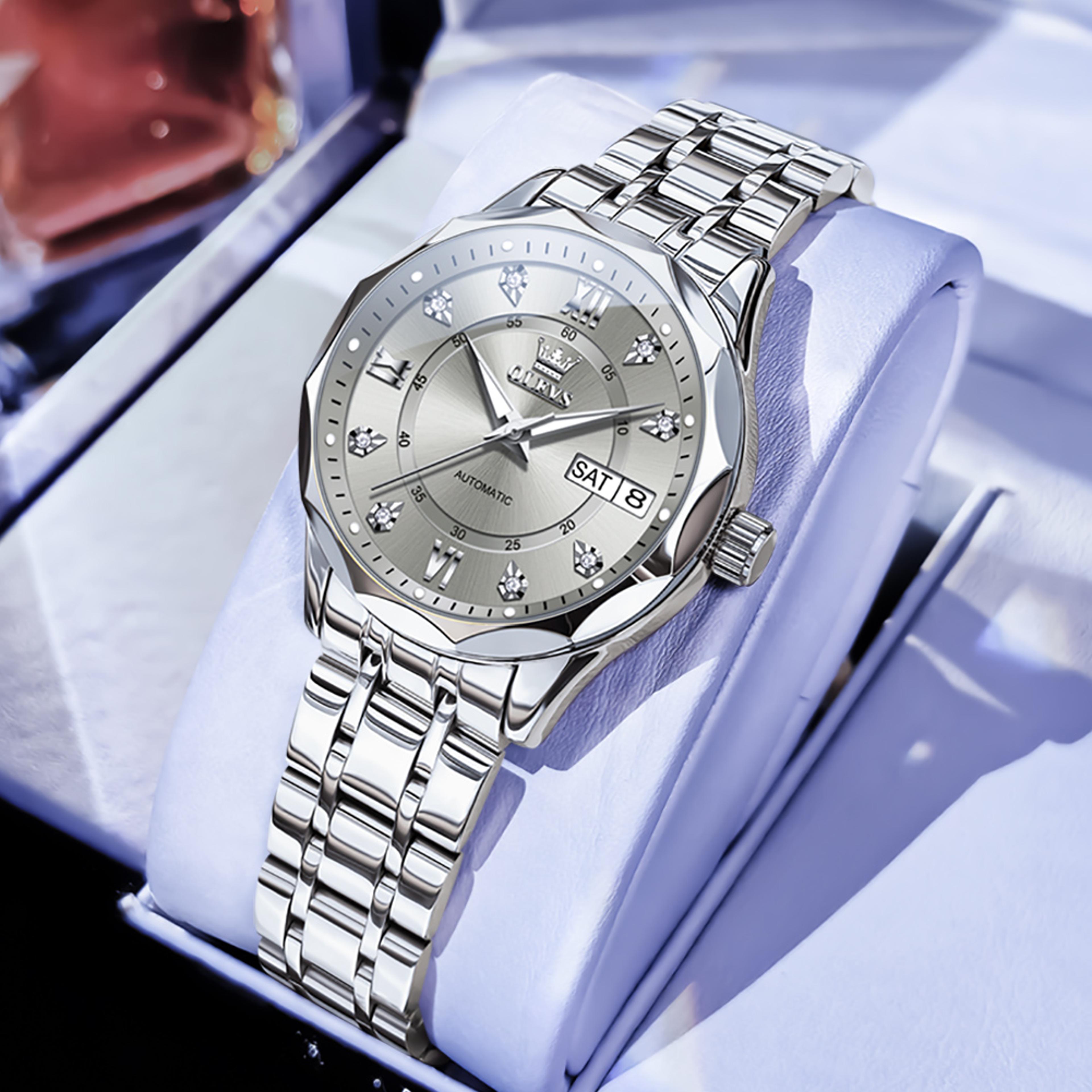 Elegant Automatic Mechanical Watch For Women With Grey Double Scale Dial Waterproof Date 6