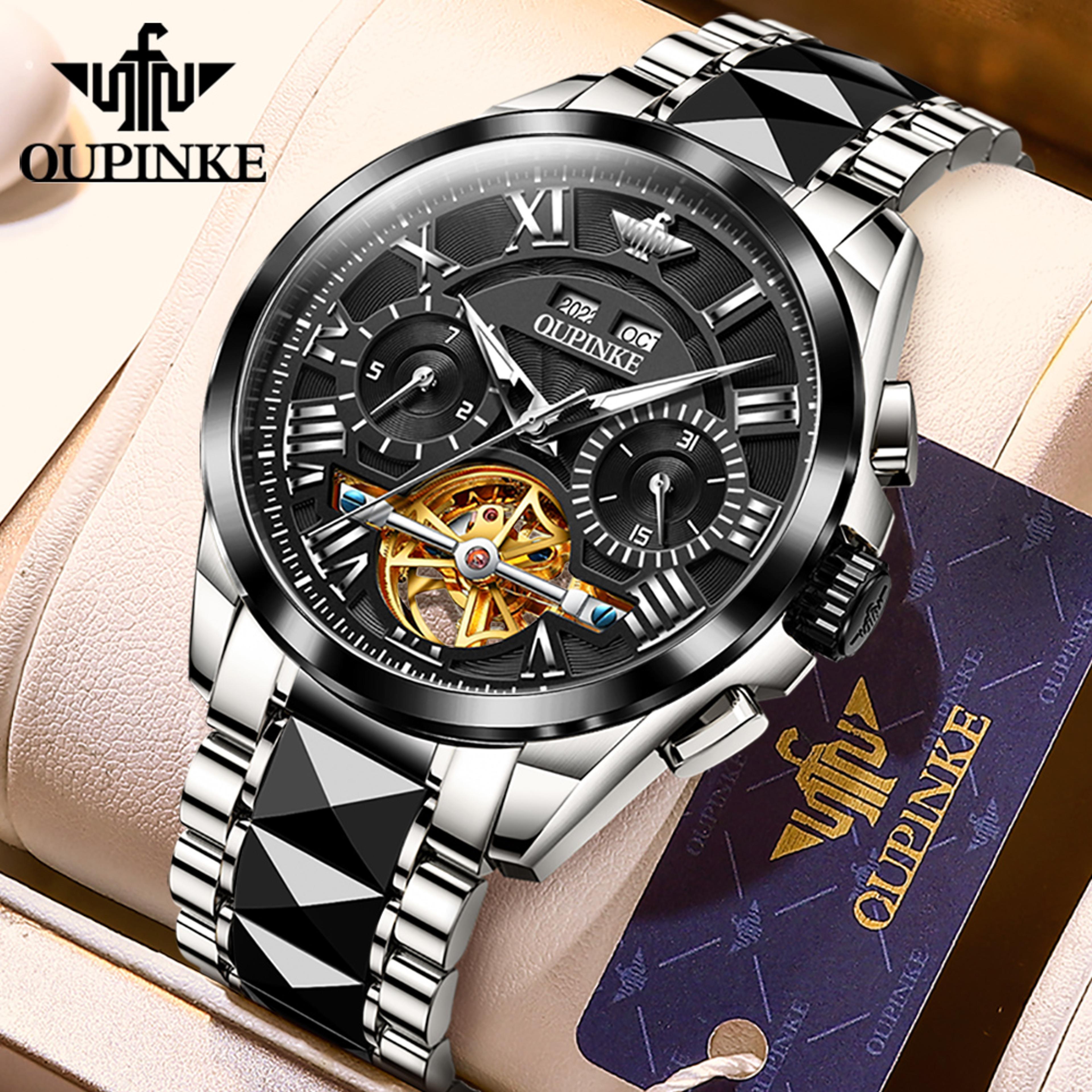 Luxury Black Rose Skeleton Automatic Mechanical Watch For Men With Luminous Sapphire Crystal Dial 8
