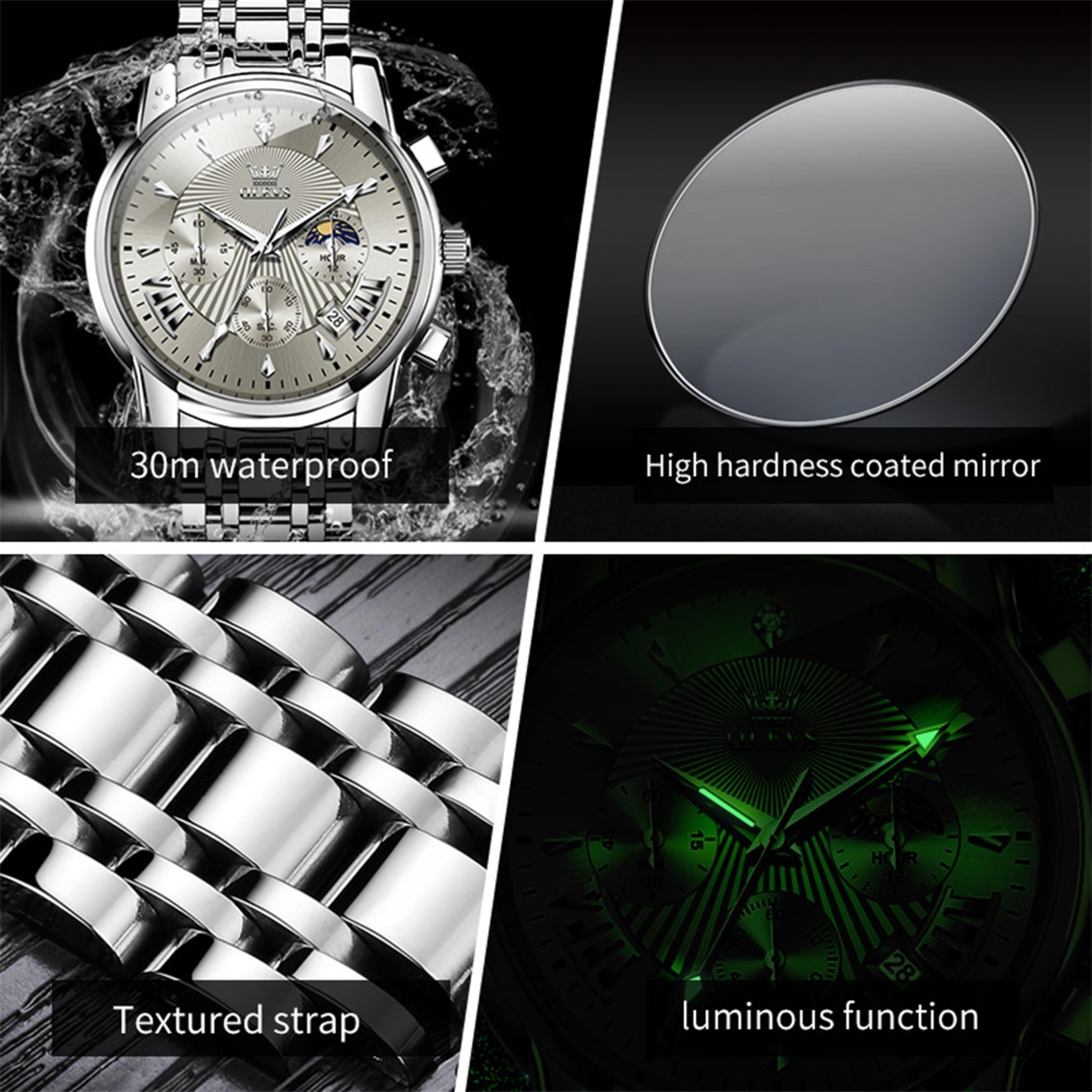 Luxury Moon Phase Quartz Watch For Men With Chronograph And Waterproof Design 4