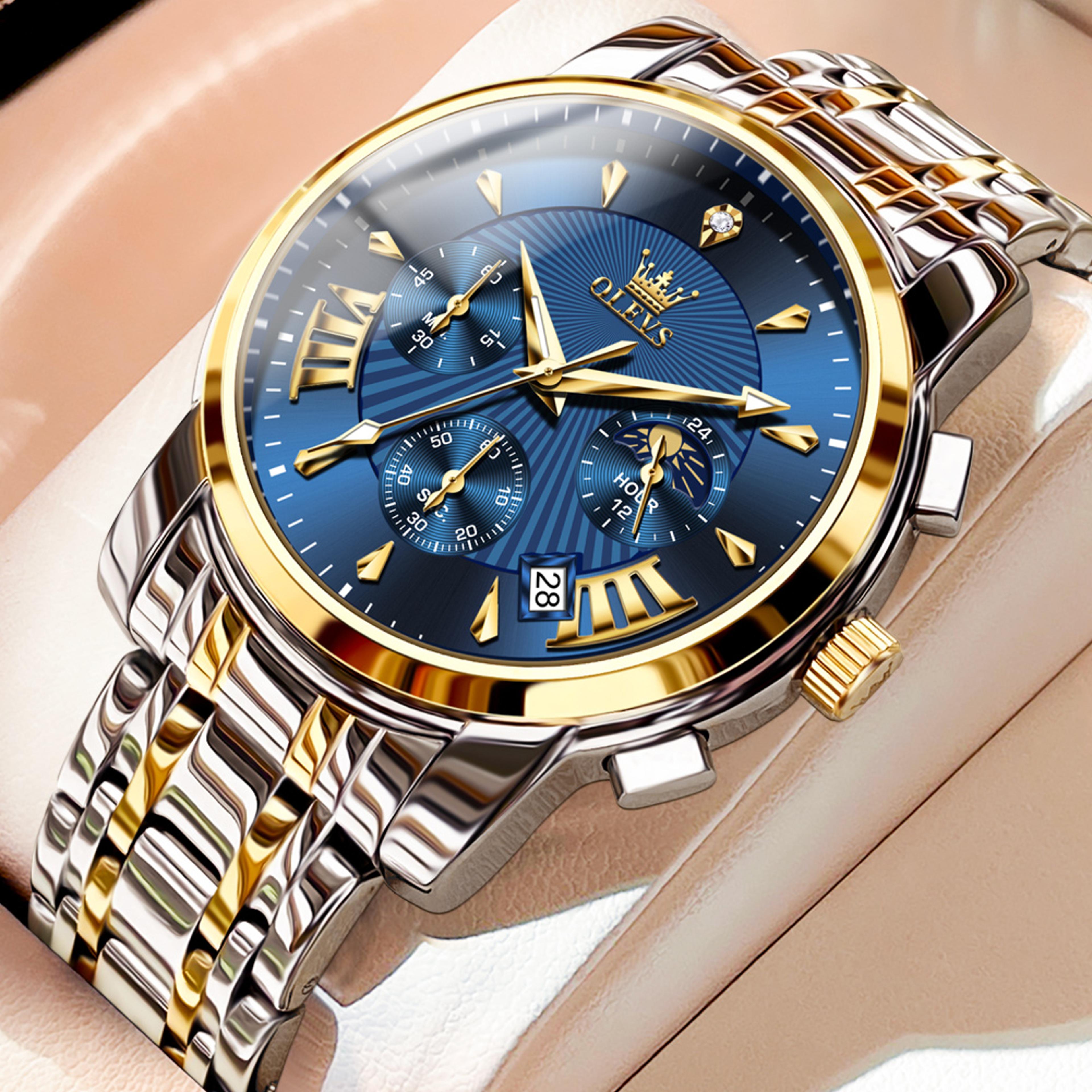 Luxury Moon Phase Quartz Watch For Men With Chronograph And Waterproof Design 13